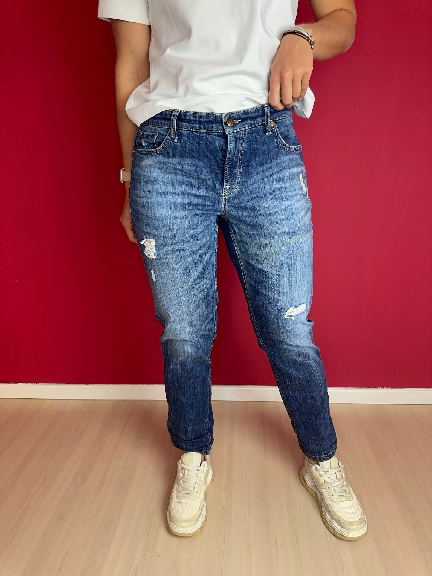 Jeans Cambio studs roségoud - Maat 44