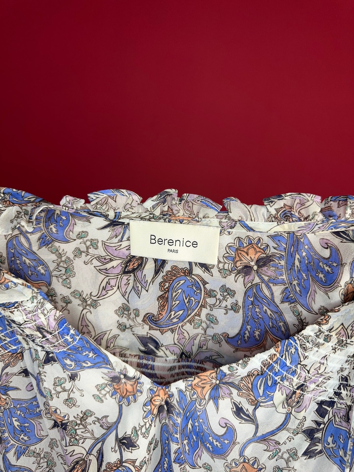 Blouse Berenice paris print blauw - Maat 38