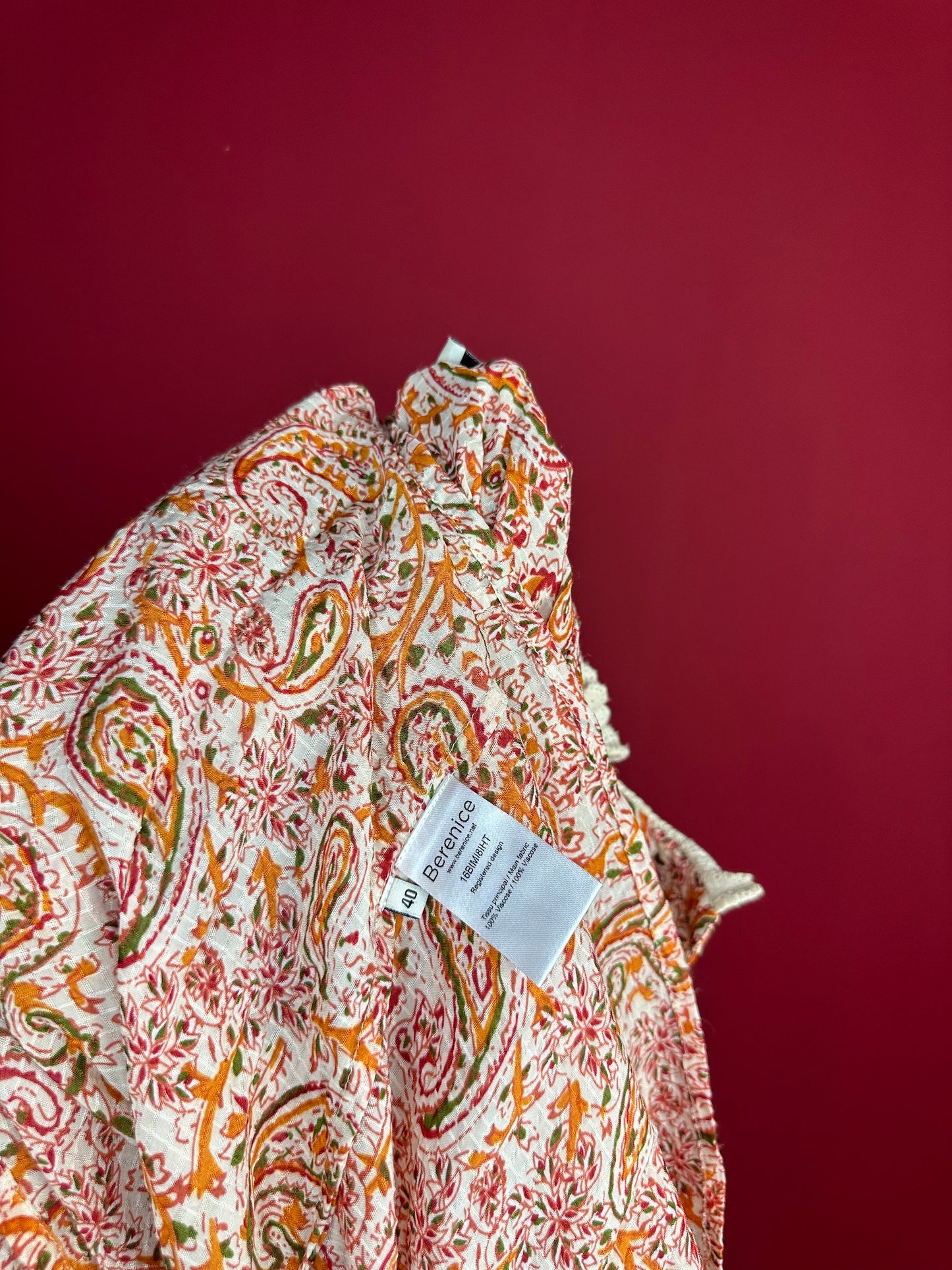 Blouse Berenice Paris print oranje - Maat 40
