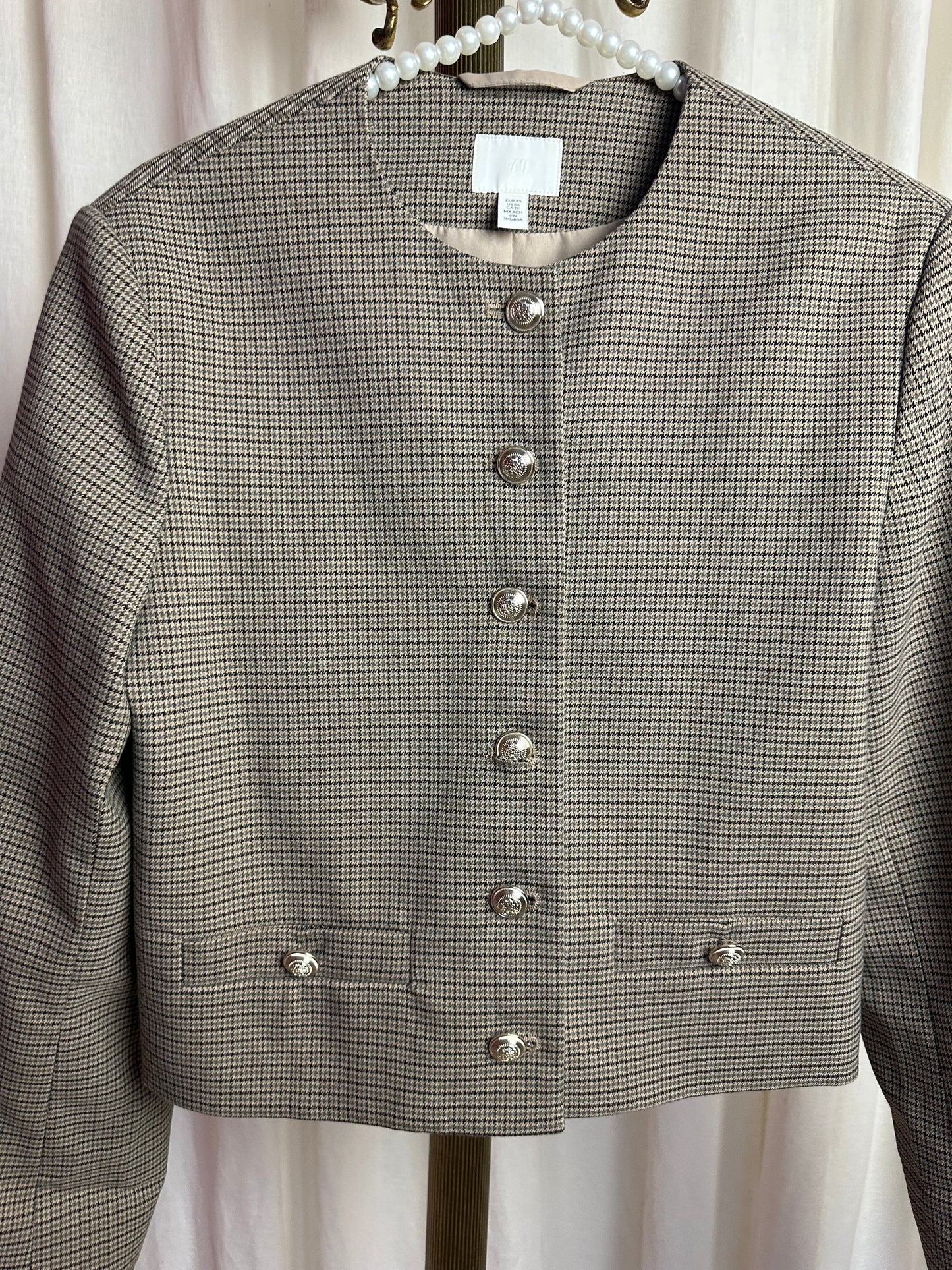 Jack H&M ruit bruin,beige gouden knopen maat XS