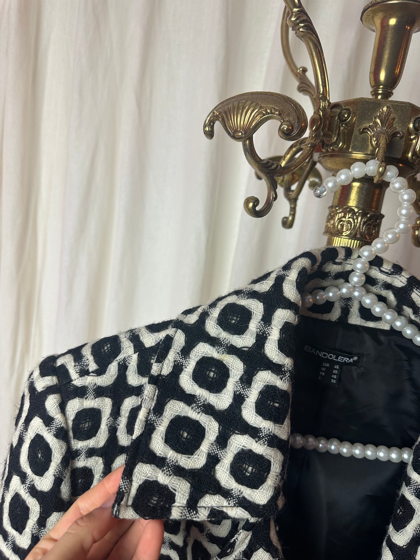 Jas Bandolera print beige,zwart maat 46