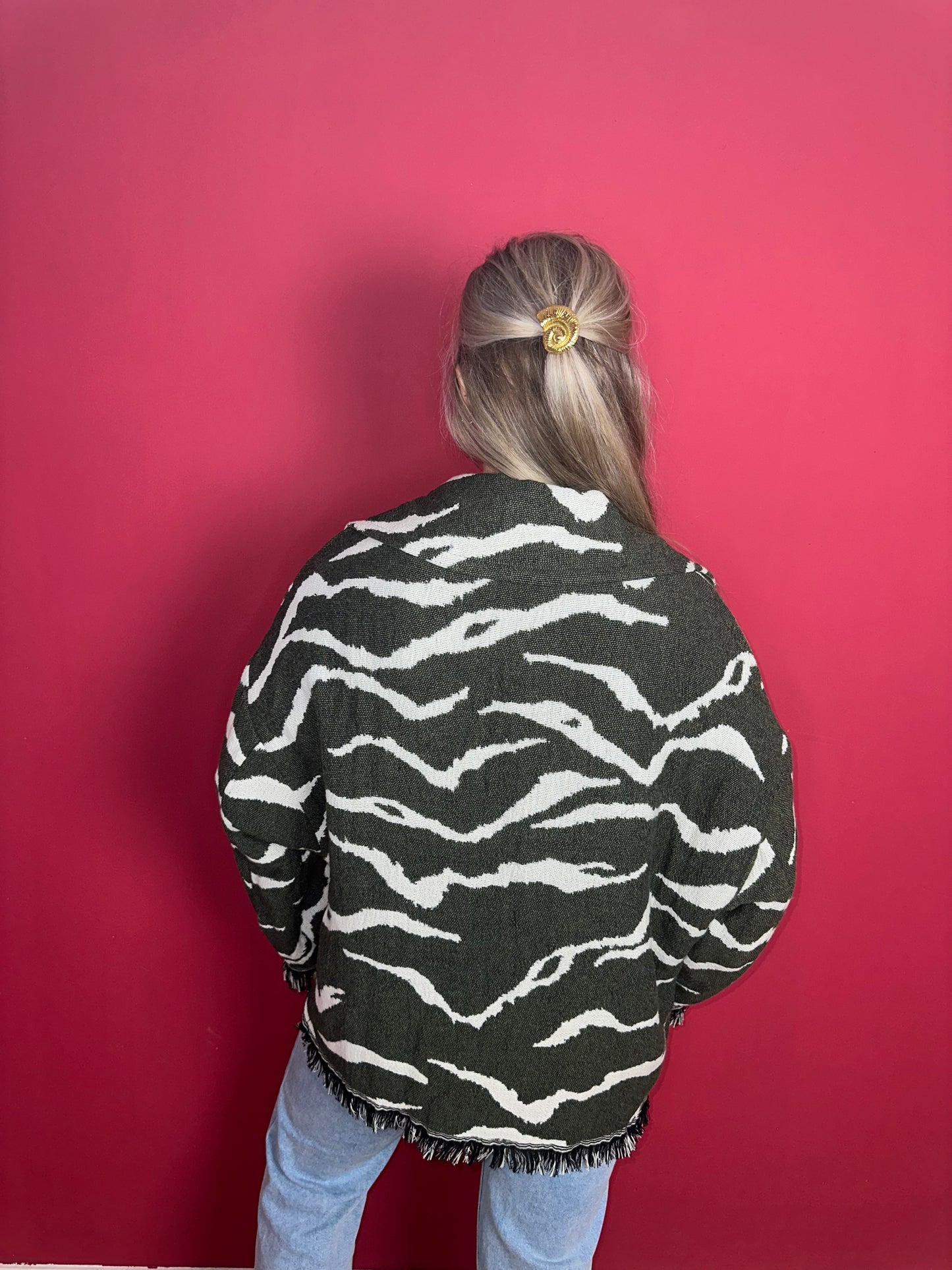 Jas Lala Berlin zebraprint legergroen - Maat M/L