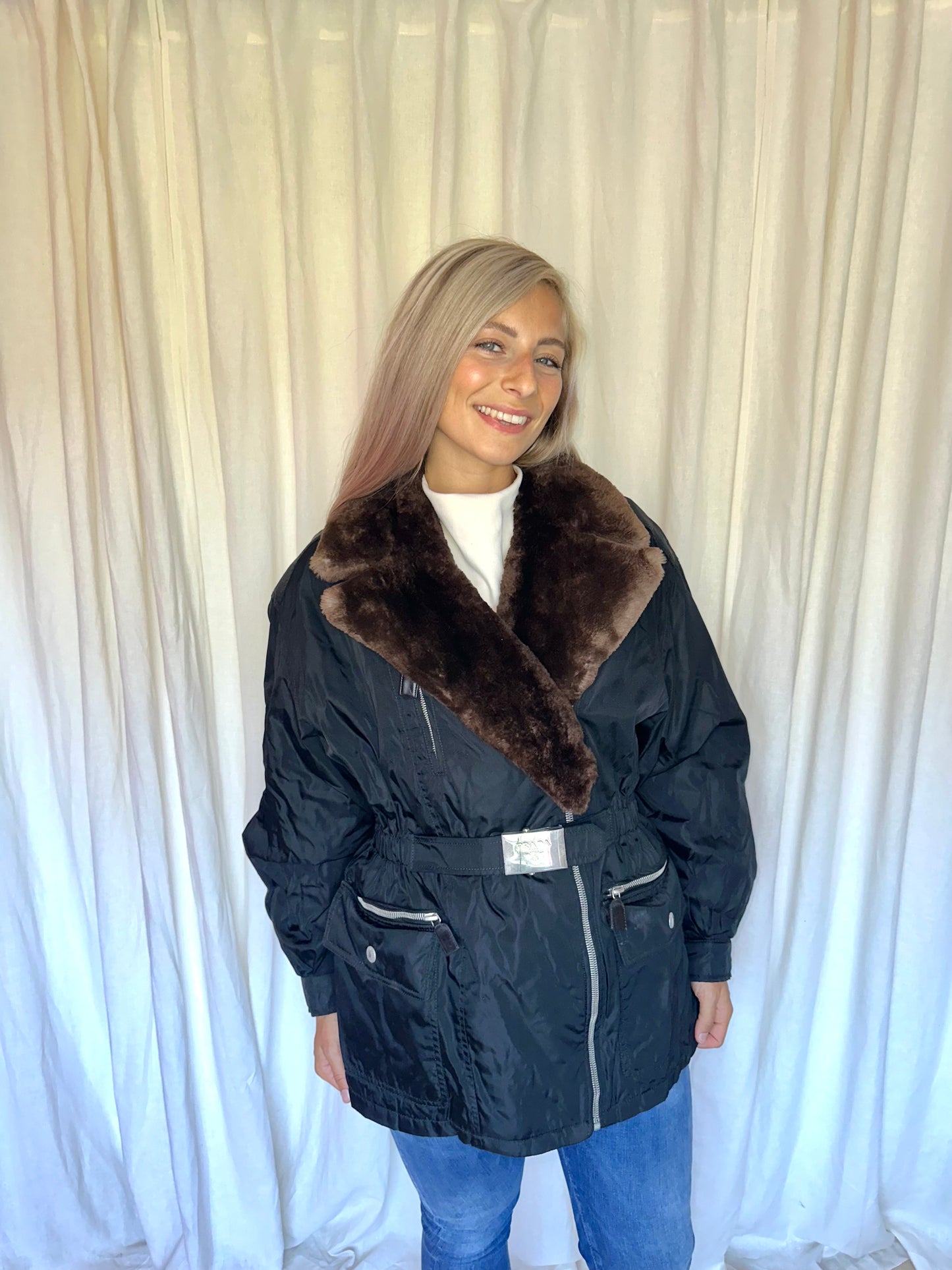 Jas Prada halflang zwart - Maat XL