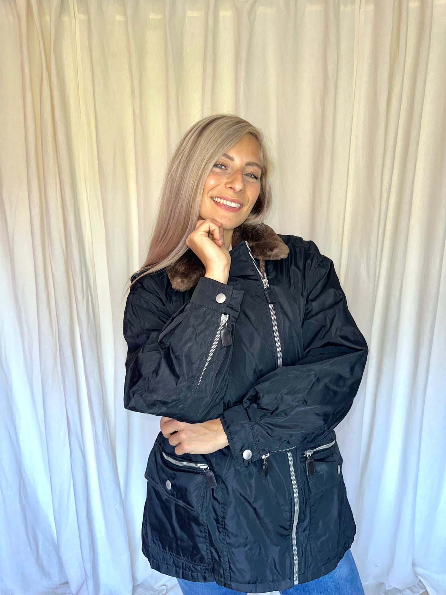 Jas Prada halflang zwart - Maat XL