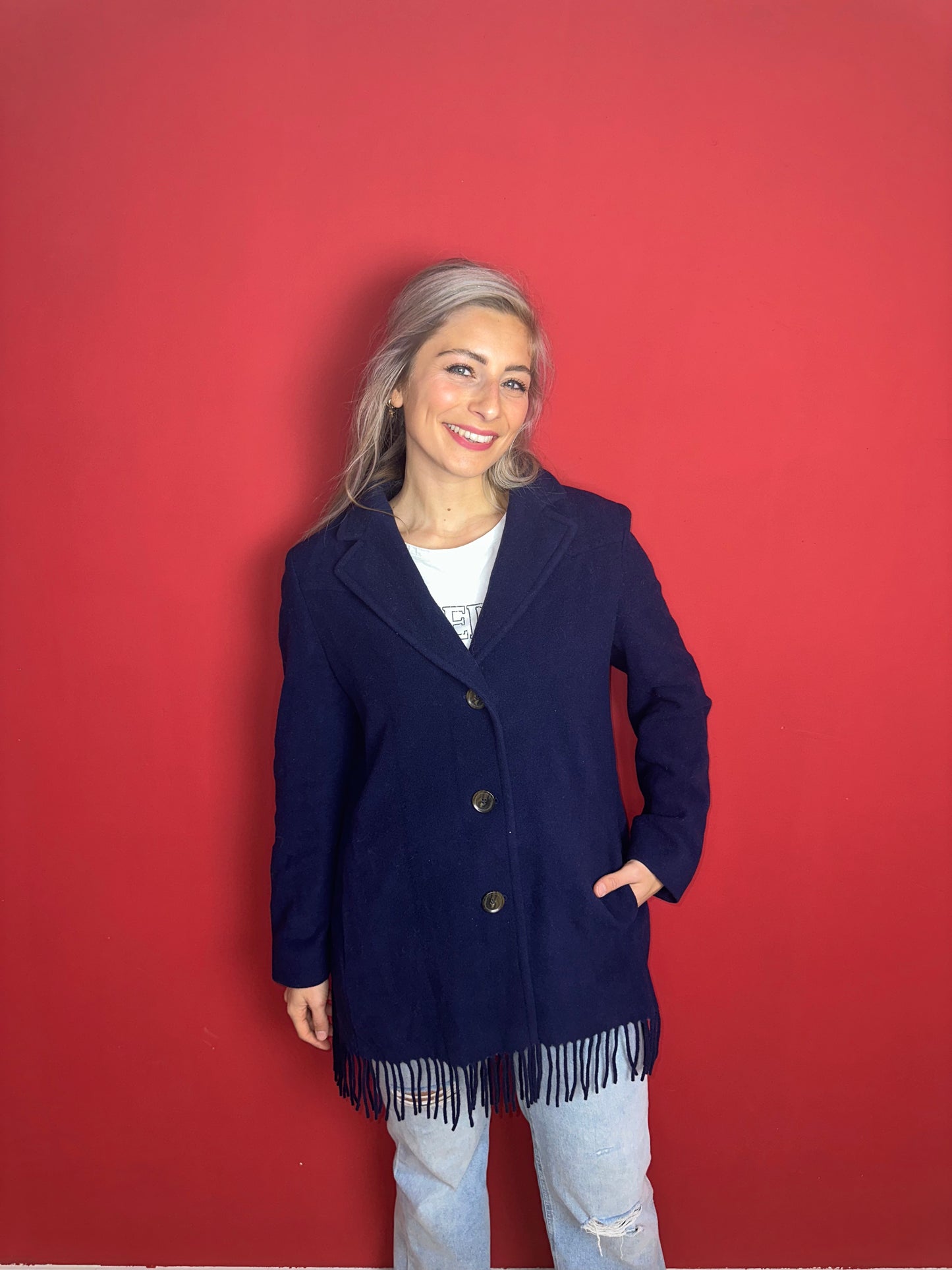 Jas SET franjes donkerblauw - Maat 42