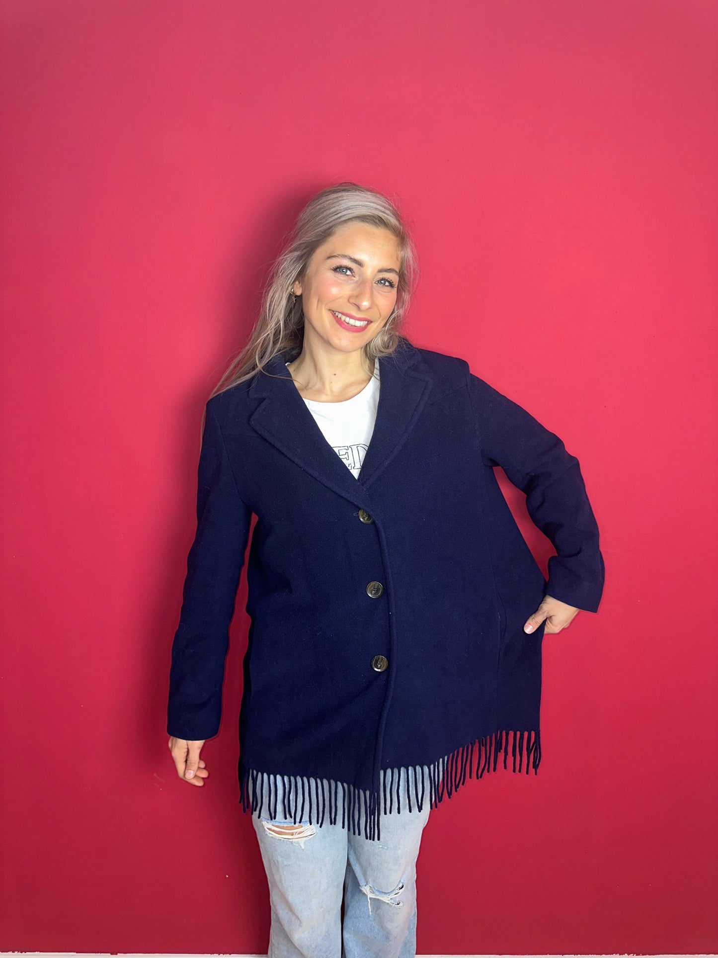 Jas SET franjes donkerblauw - Maat 42