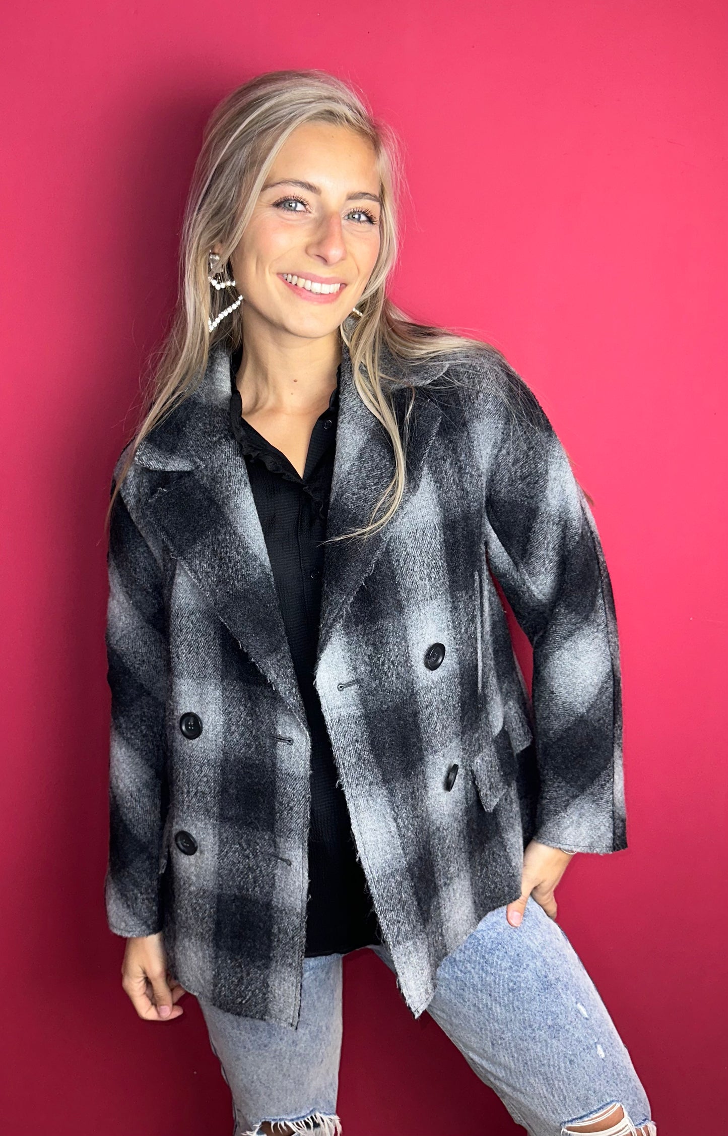 Jas SET ruit grijs/zwart - Maat 36