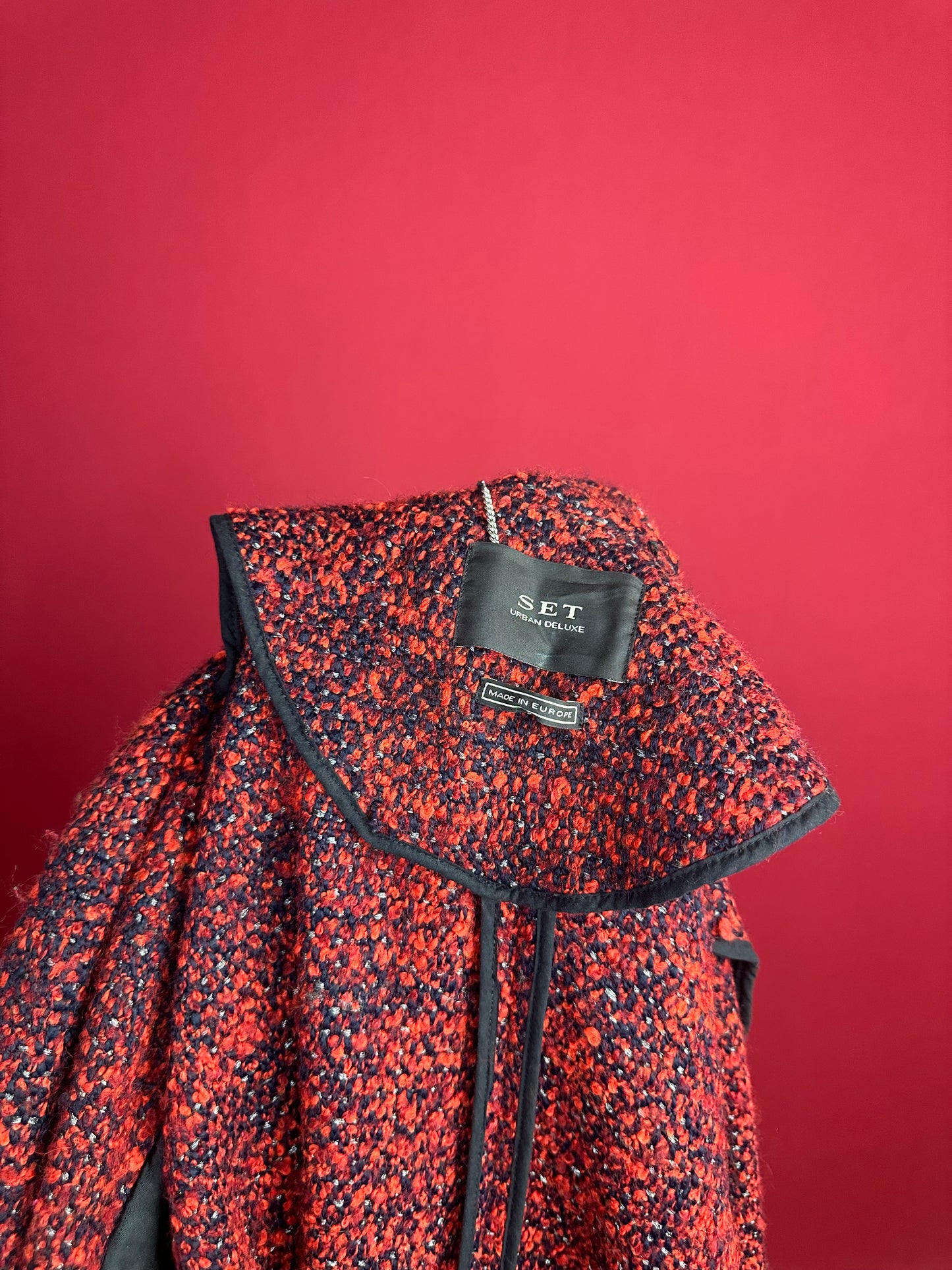 Jas SET tweed rood/donkerblauw - Maat 40