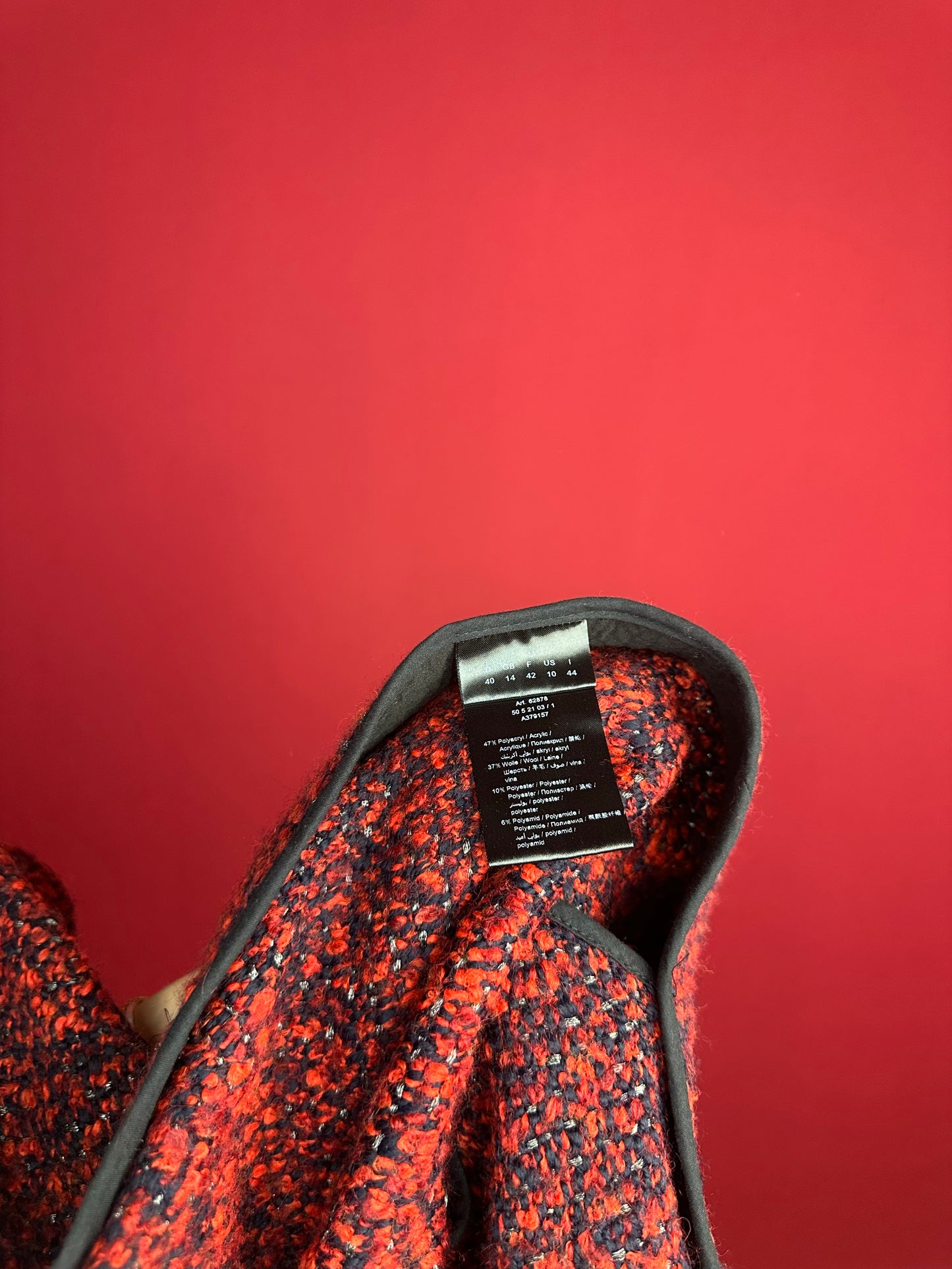 Jas SET tweed rood/donkerblauw - Maat 40