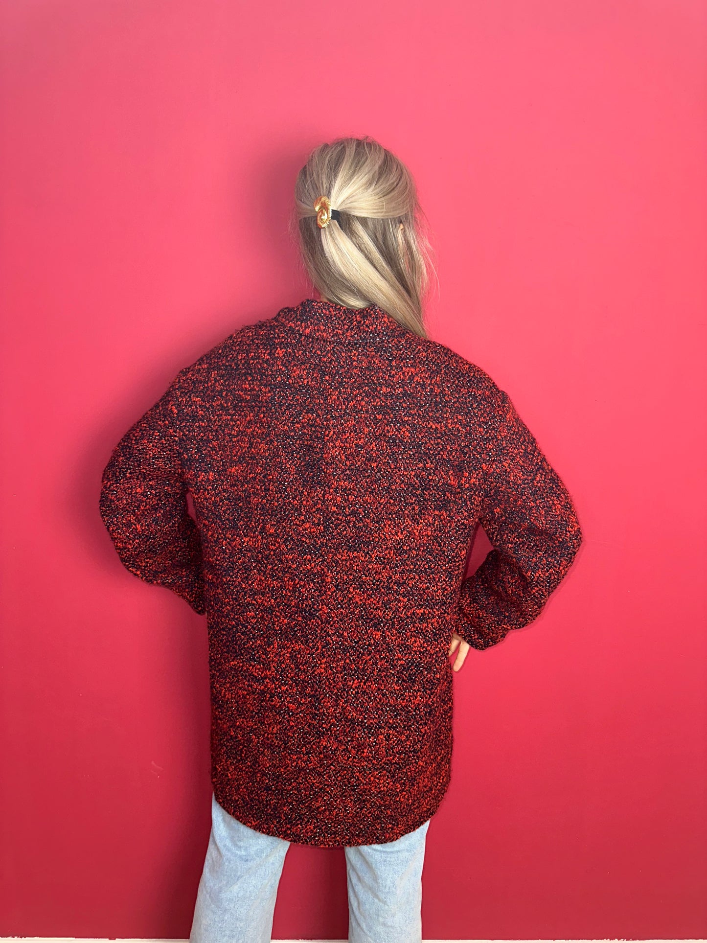 Jas SET tweed rood/donkerblauw - Maat 40