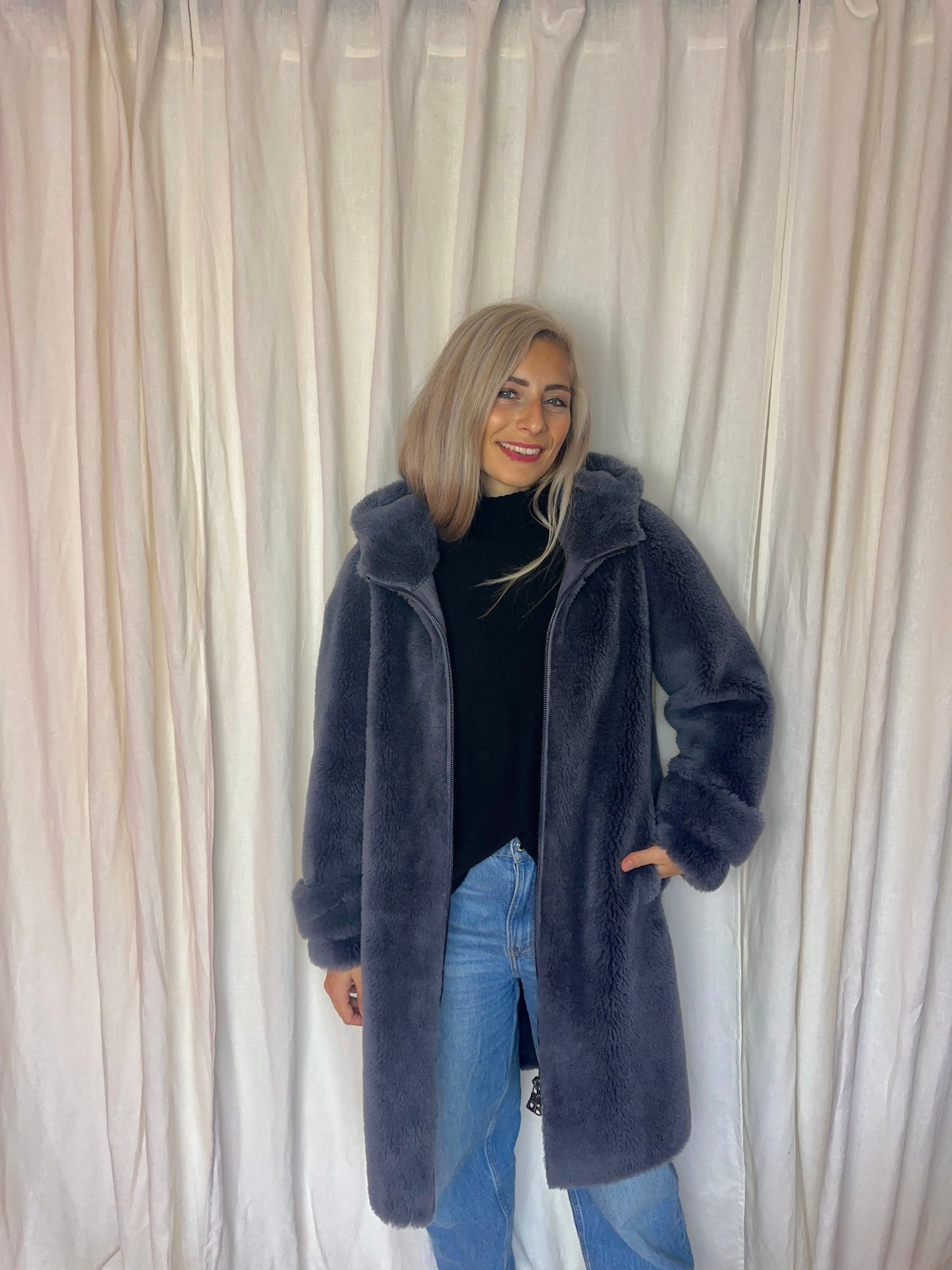 Jas Torris Faux fur grijs - Maat 38
