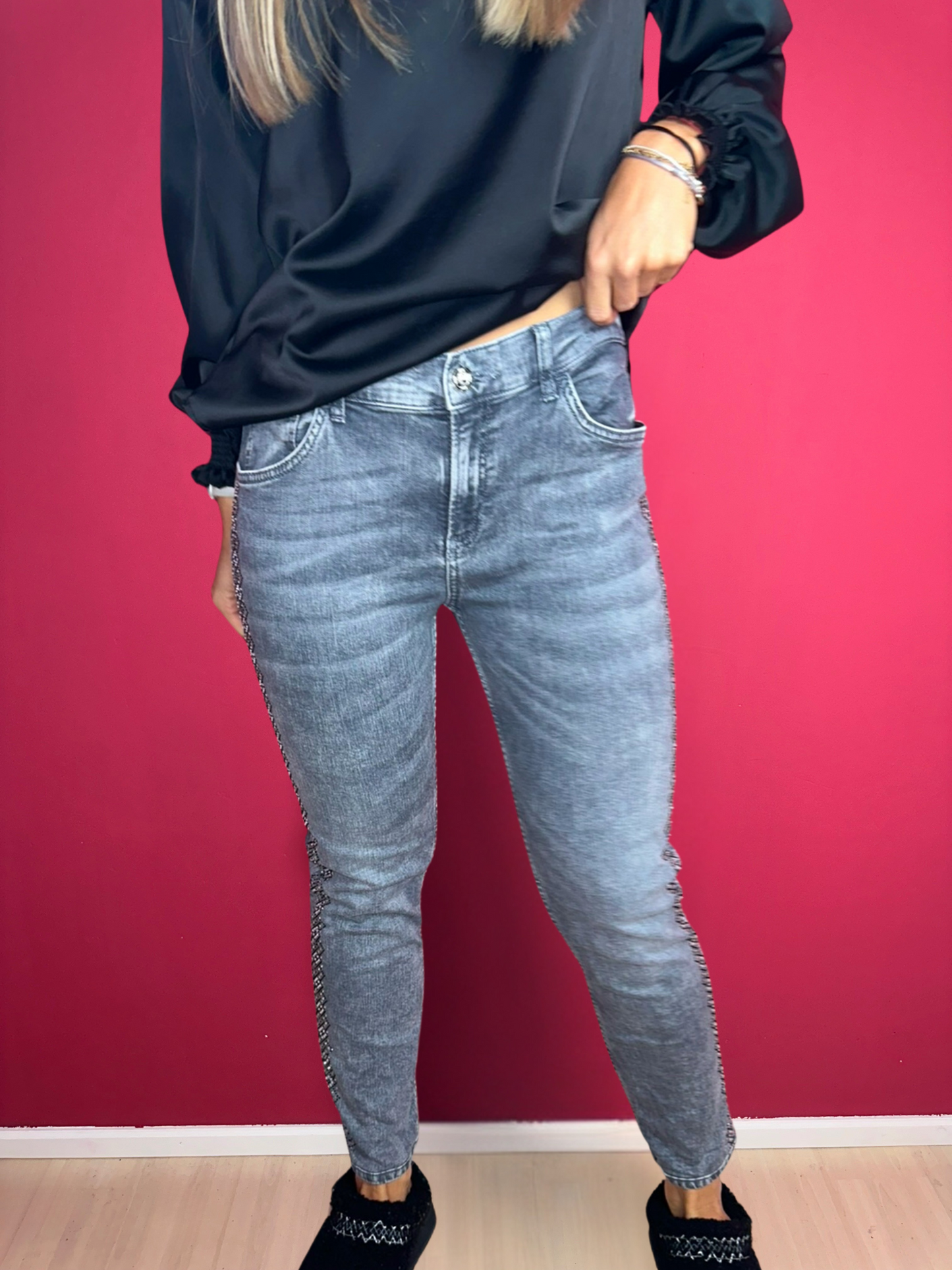Jeans Liu Jo gris strass