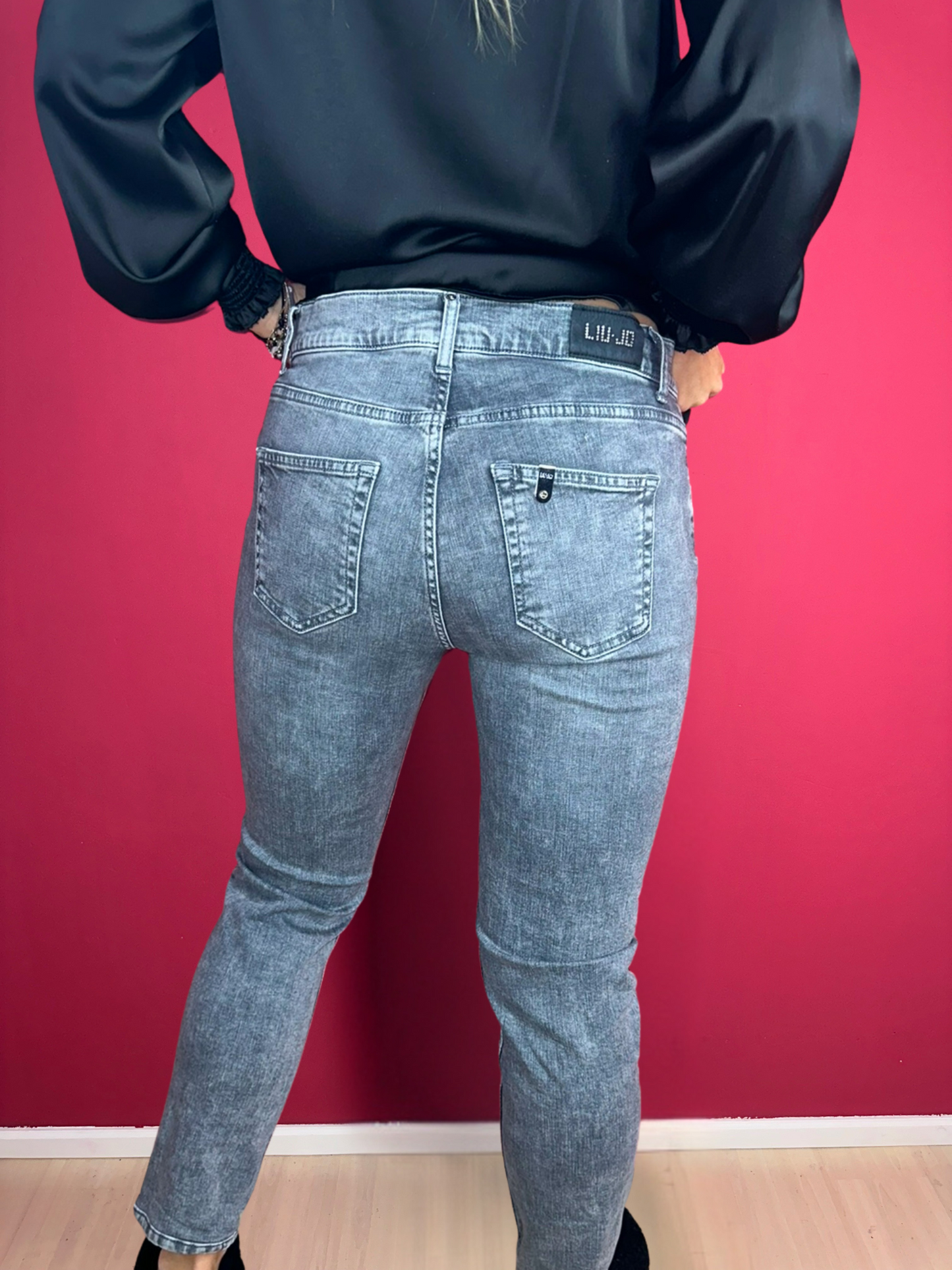 Jeans Liu Jo gris strass