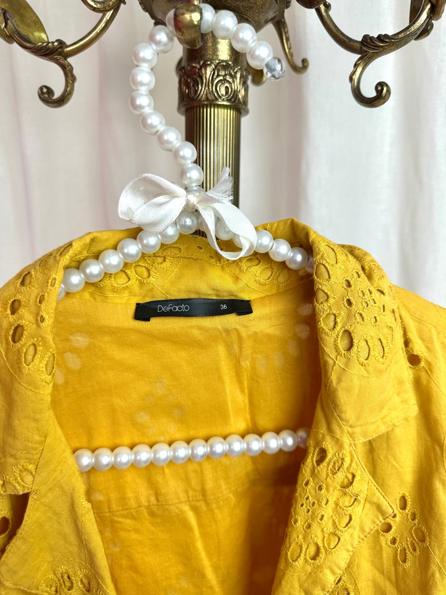 Jurk Defacto broderie okergeel maat 36