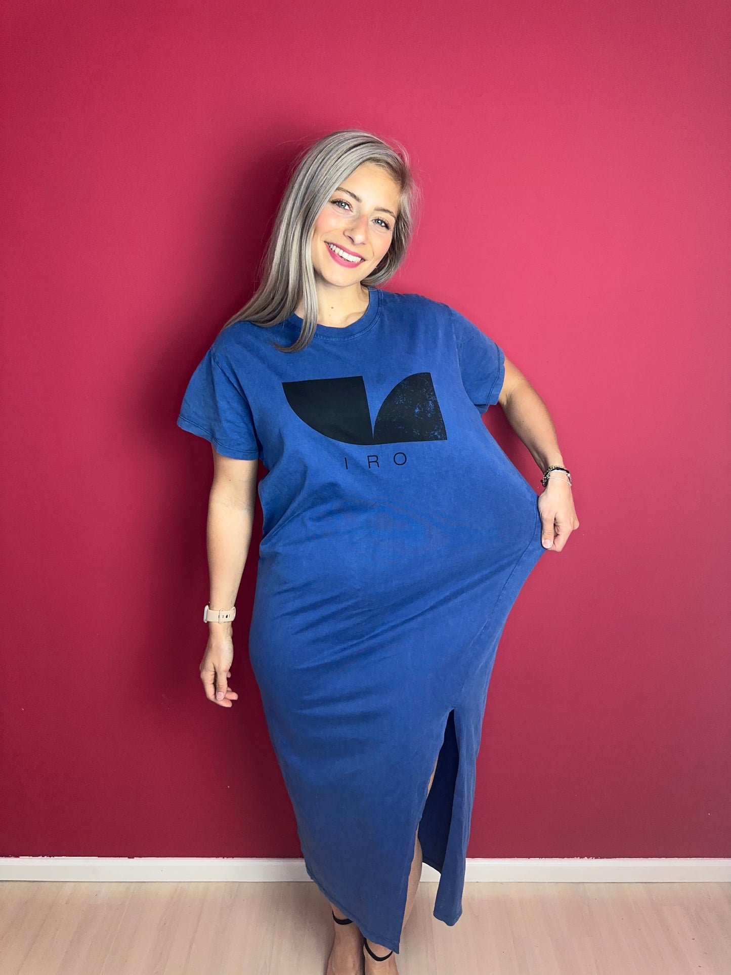 Jurk IRO Sweaterjurk Blauw van Katoen – Maat 42