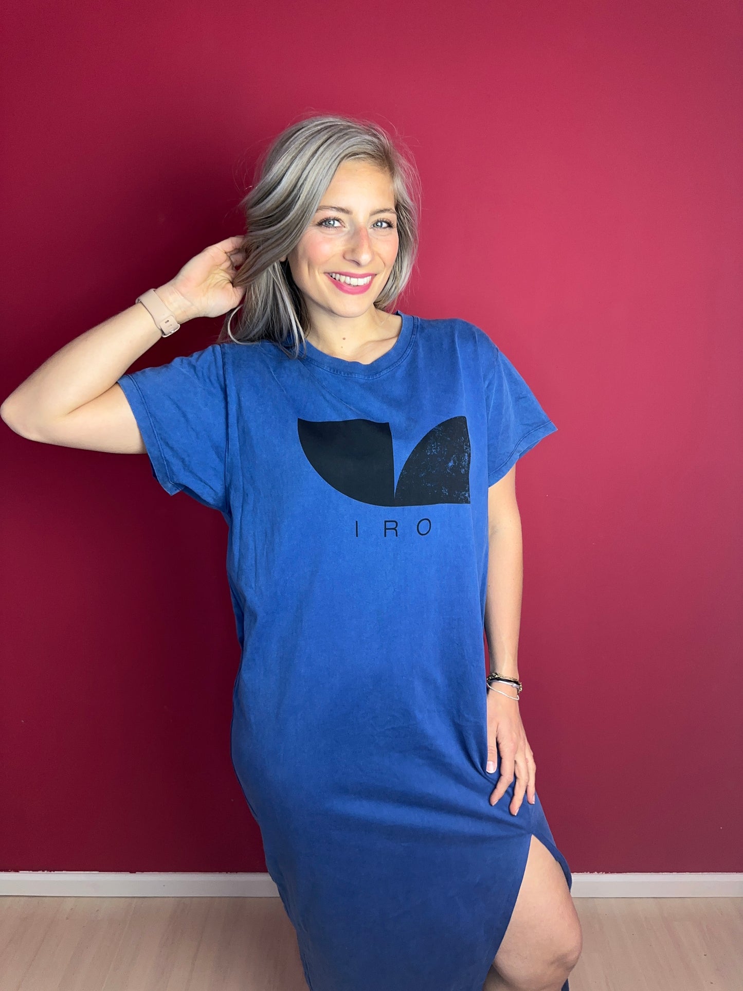 Jurk IRO Sweaterjurk Blauw van Katoen – Maat 42