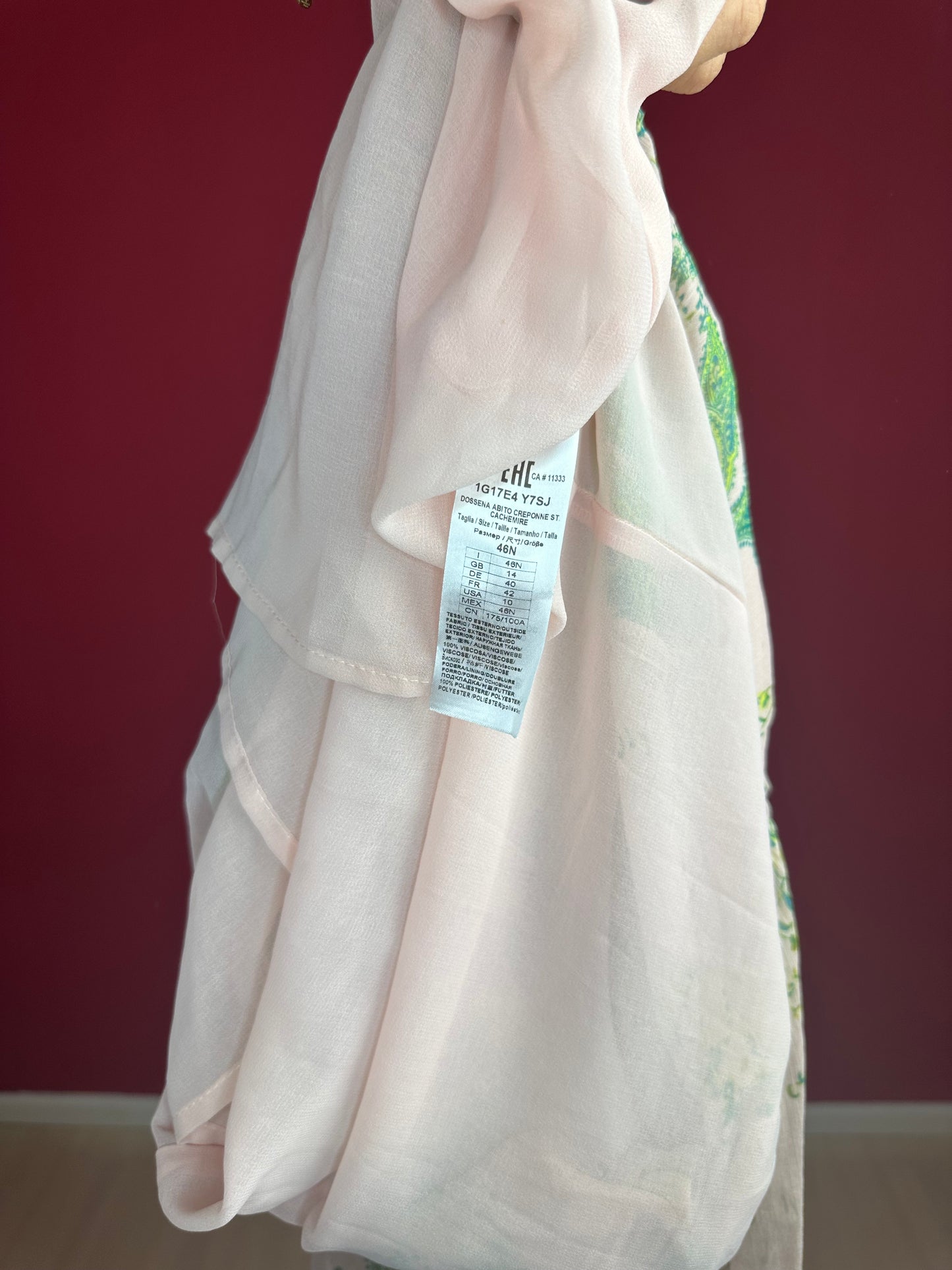 Jurk PINKO Dossena Creponne Cachemire - Maat 40