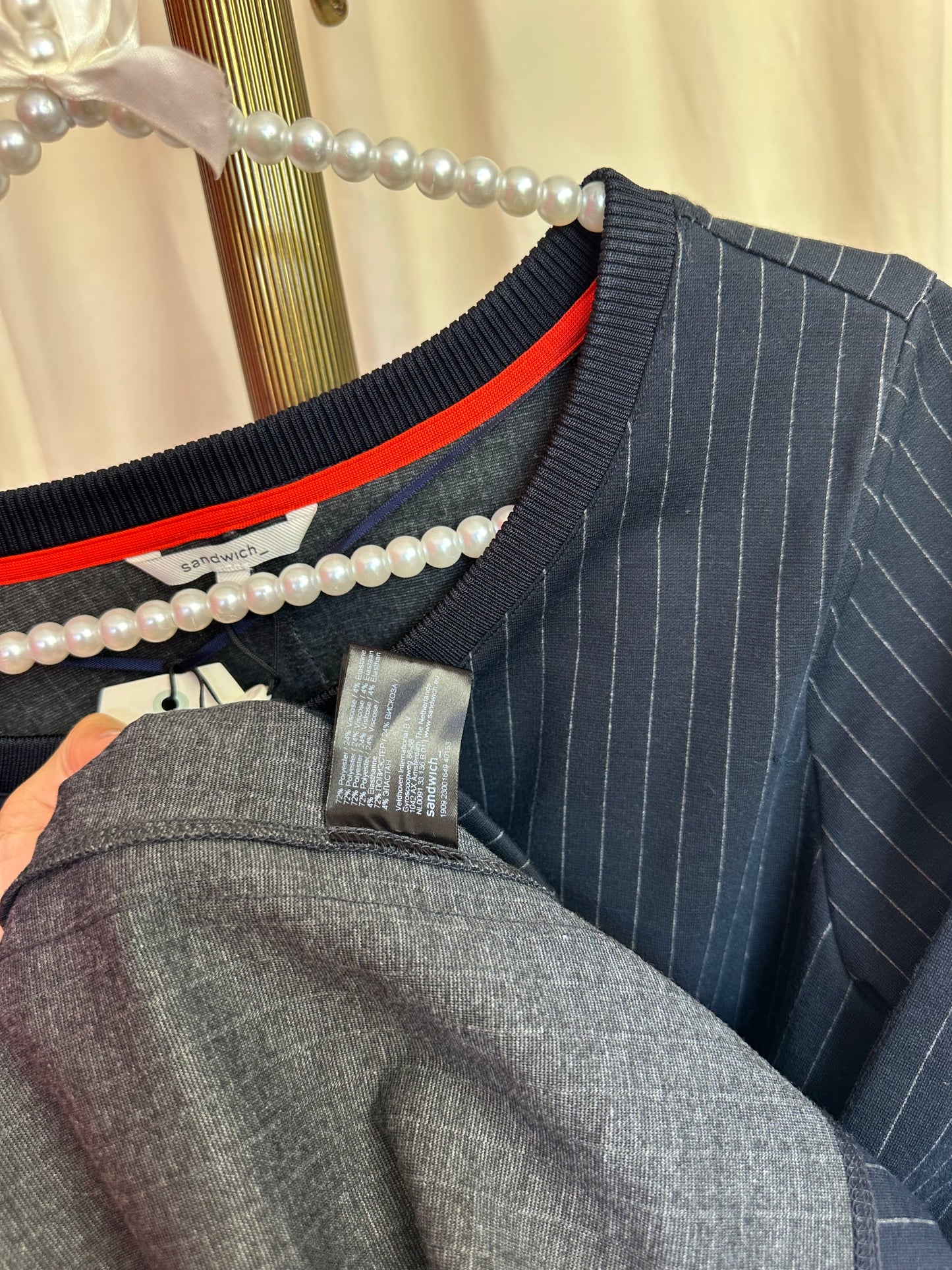 Jurk Sandwich streep donkerblauw maat L