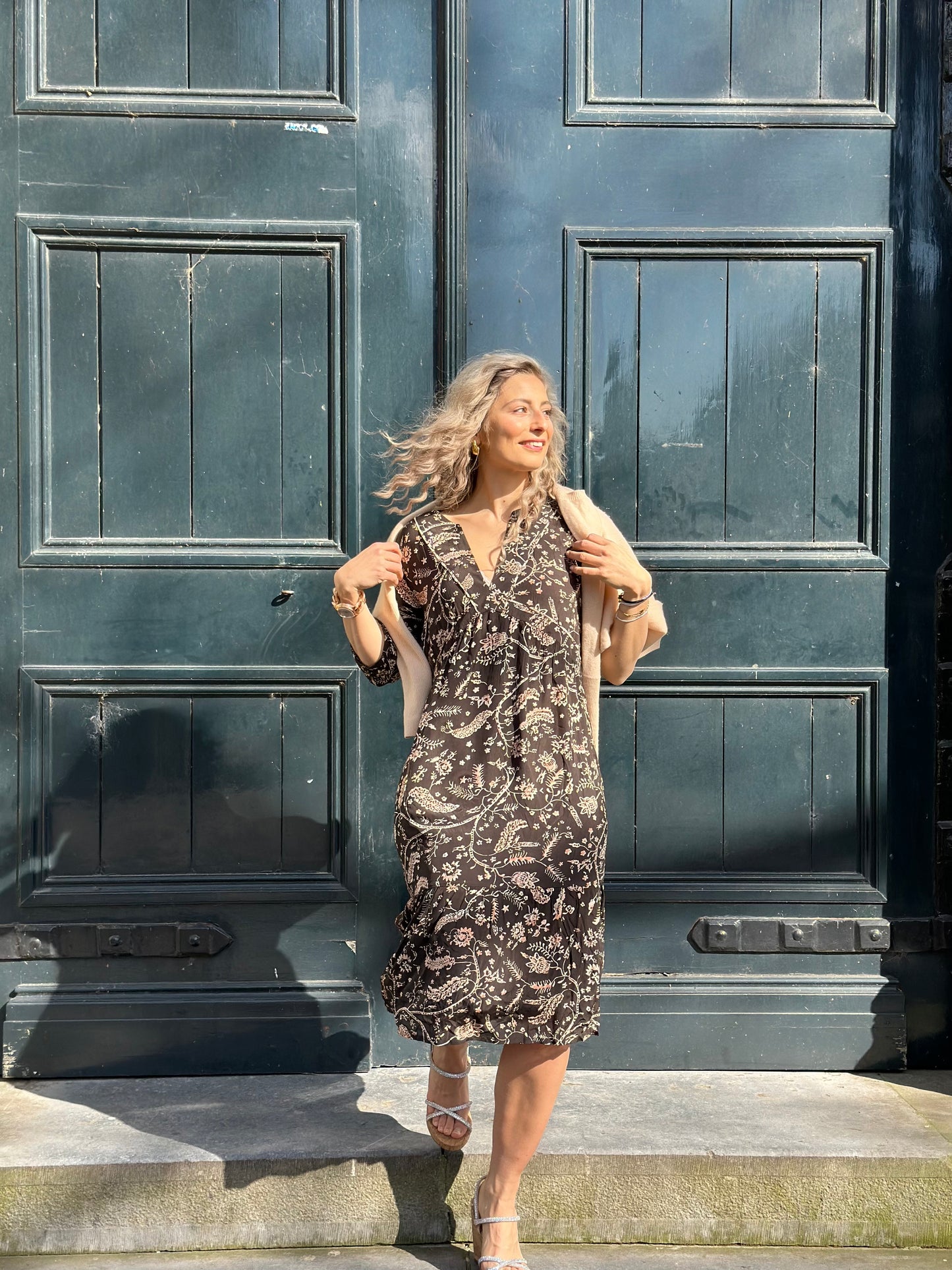 Robe ba&sh imprimé noir/rose