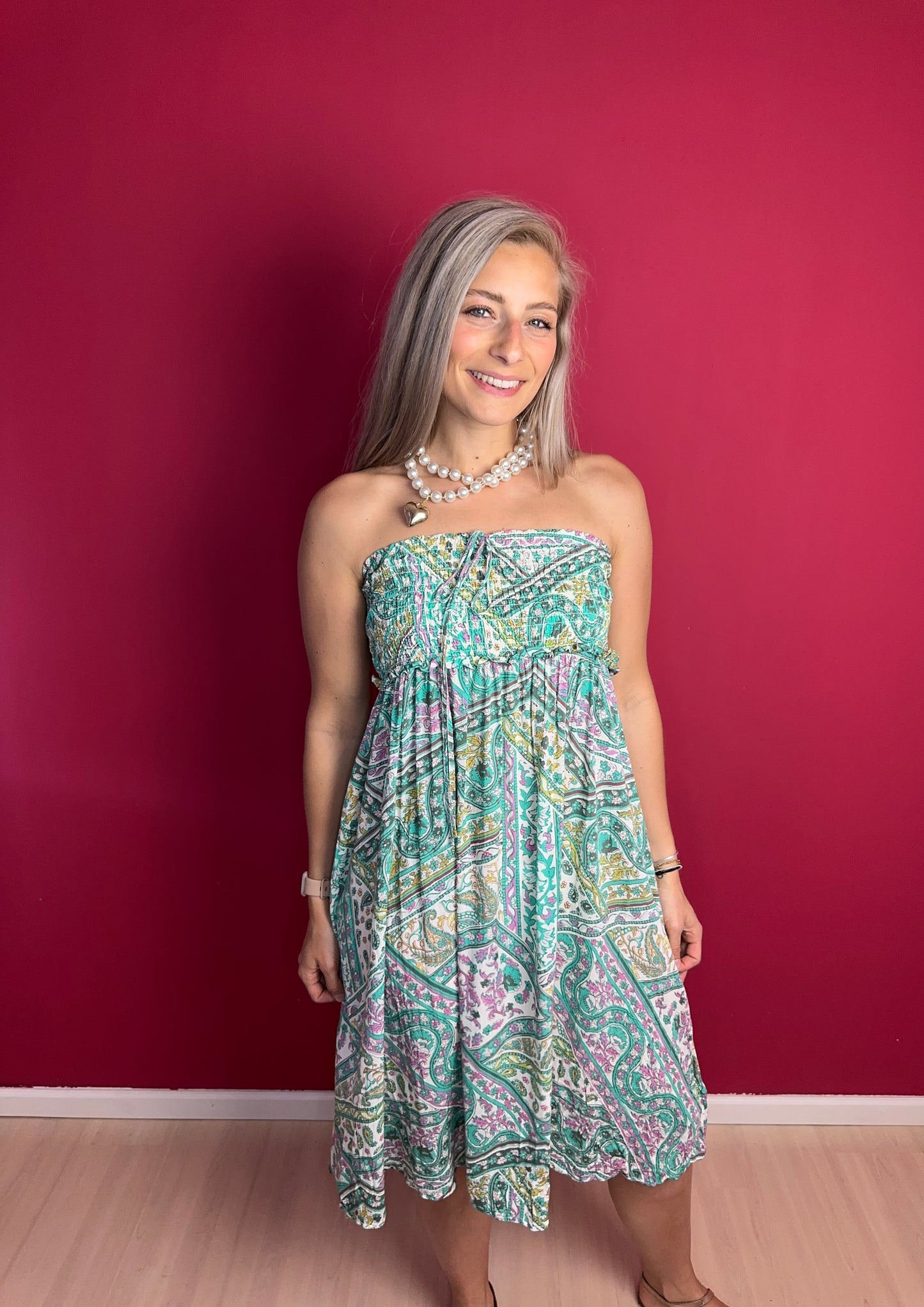Jurk ba&sh Friska – Maat 40 – Strapless Midi-Jurk / Maxi-Rok mintgroen