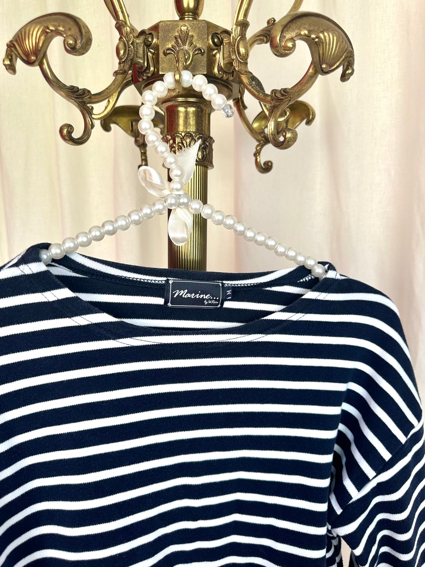 Longsleeve Marine streep donkerblauw,wit maat M