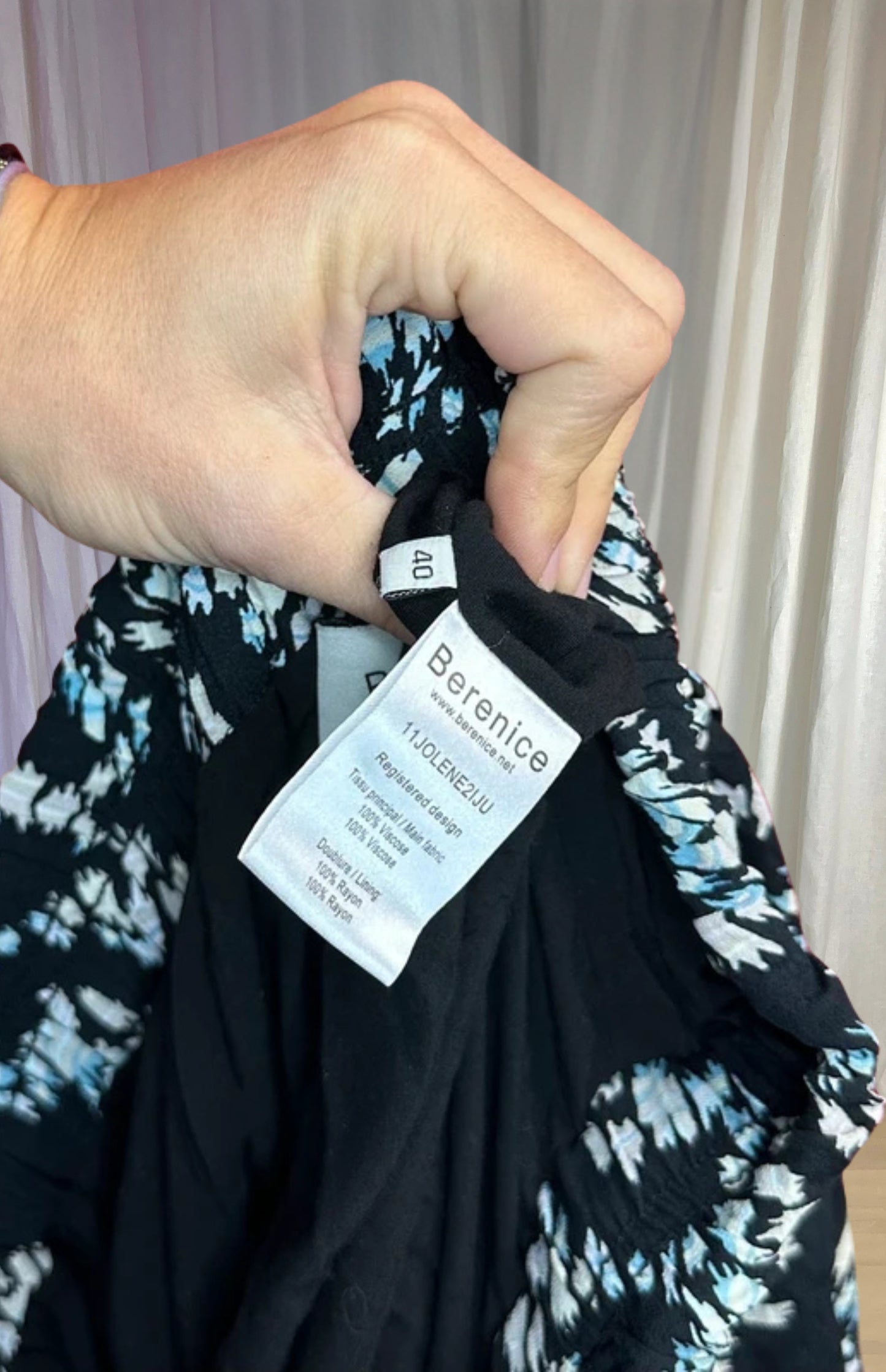 Rok Berenice print zwart, turquoise, wit maat L