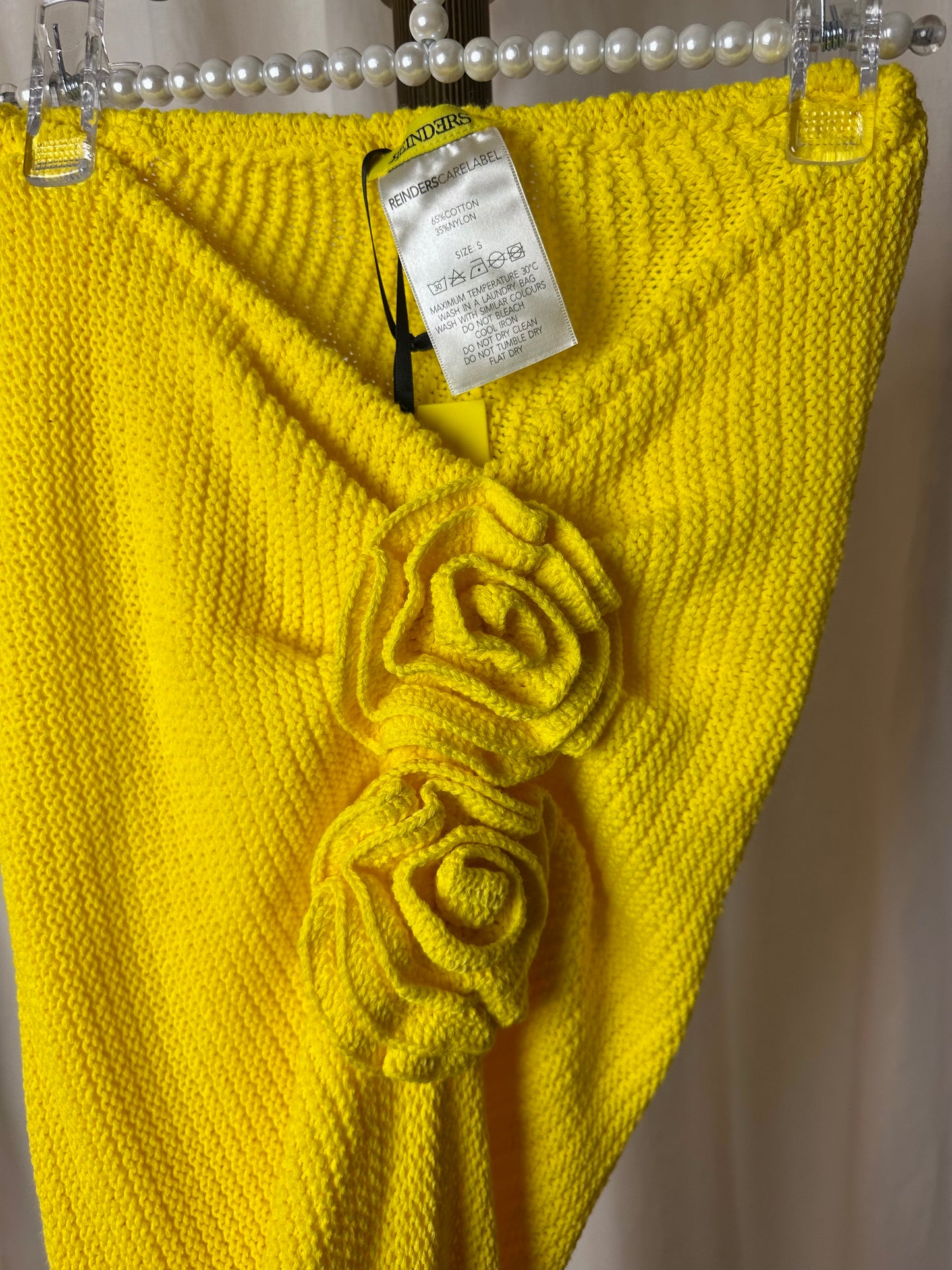 Rok Reinders rose crochet gebreid bloemen lemon yellow maat S