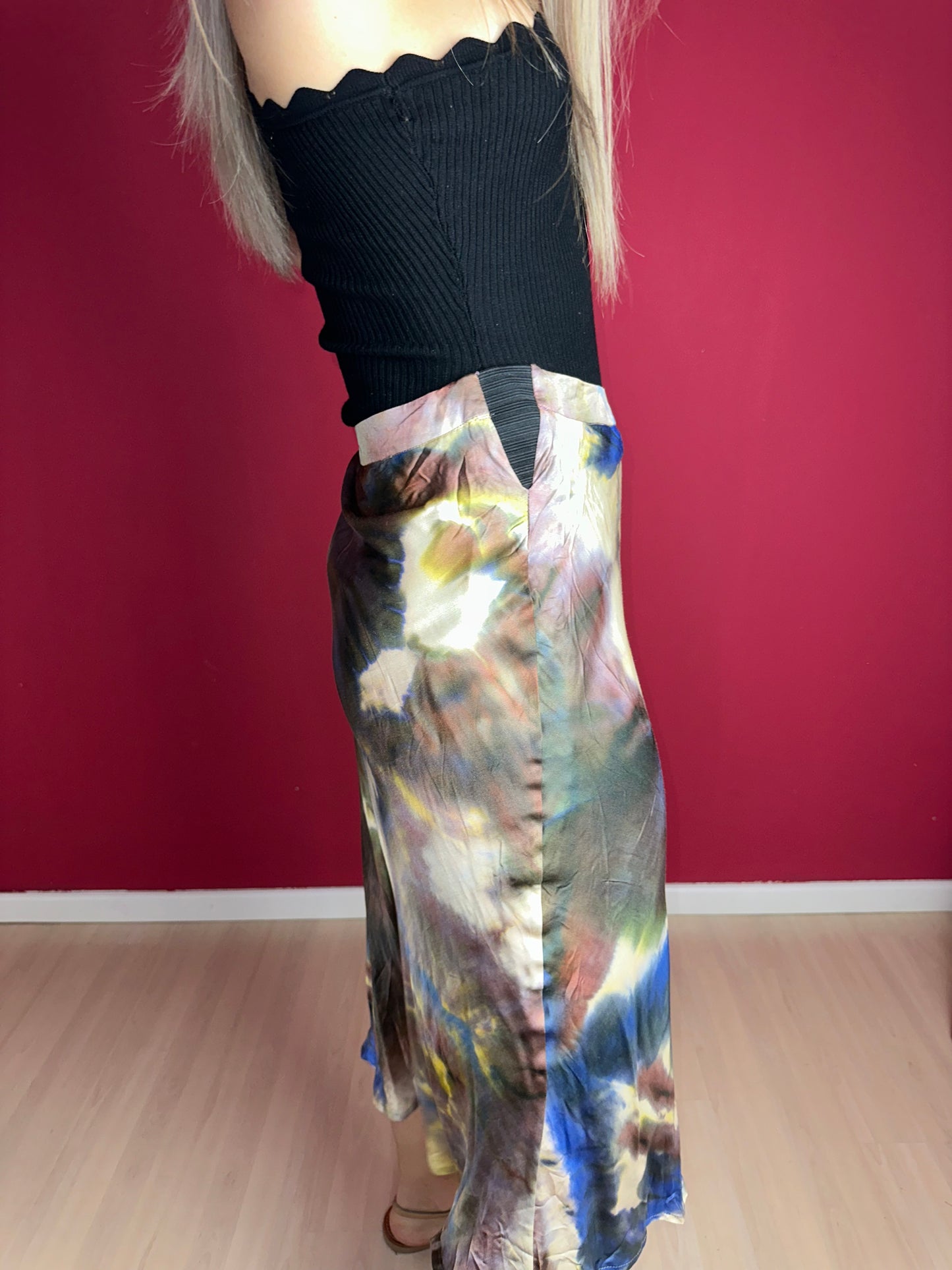 Rok SET Artistieke Print Multicolor Viscose-Zijde– Maat 42