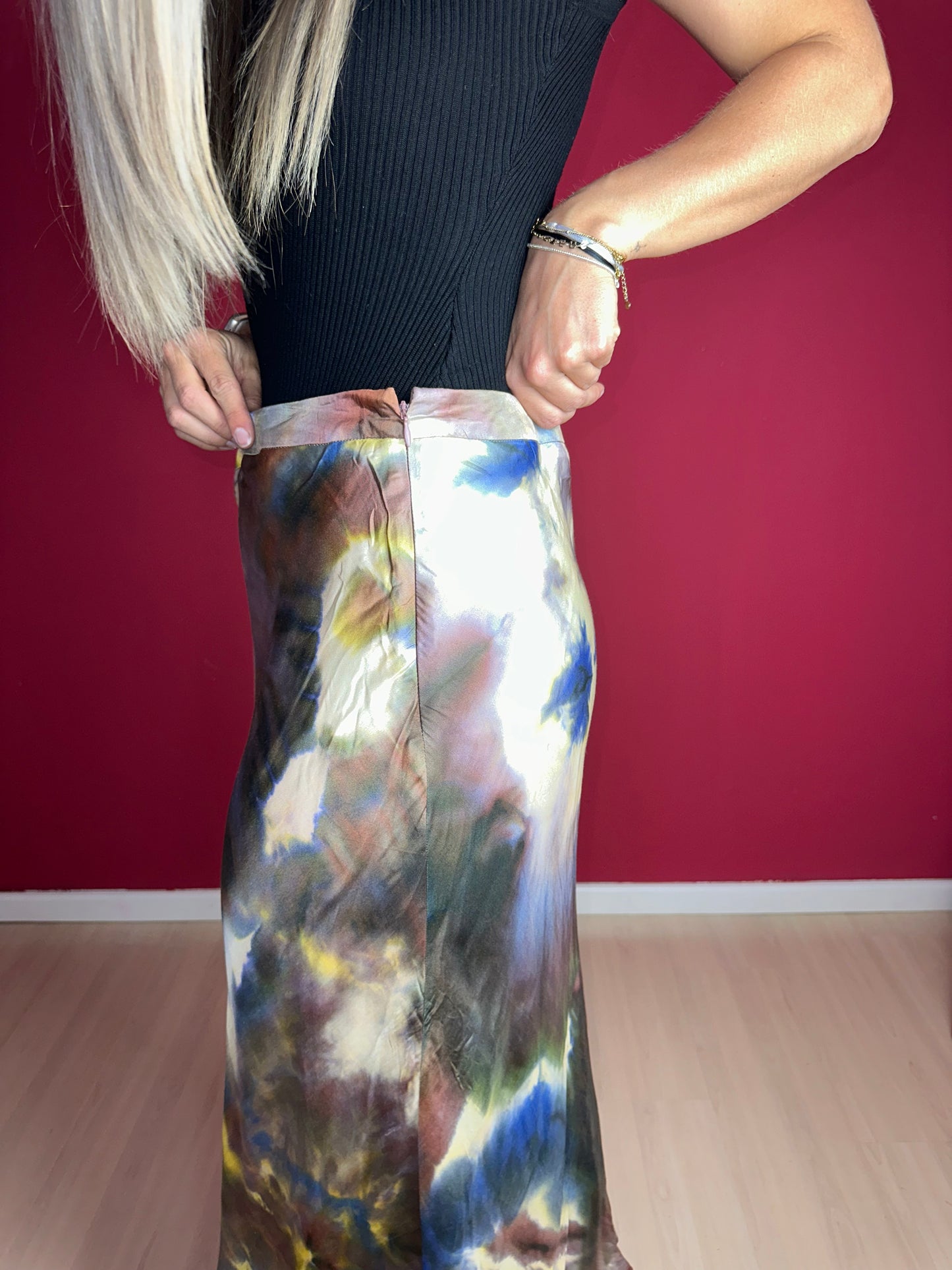 Rok SET Artistieke Print Multicolor Viscose-Zijde– Maat 42