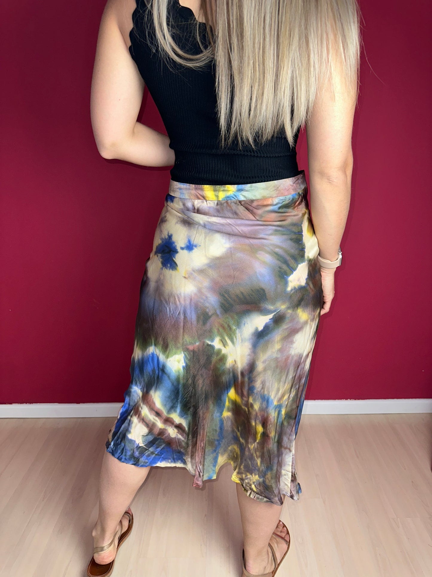 Rok SET Artistieke Print Multicolor Viscose-Zijde– Maat 42
