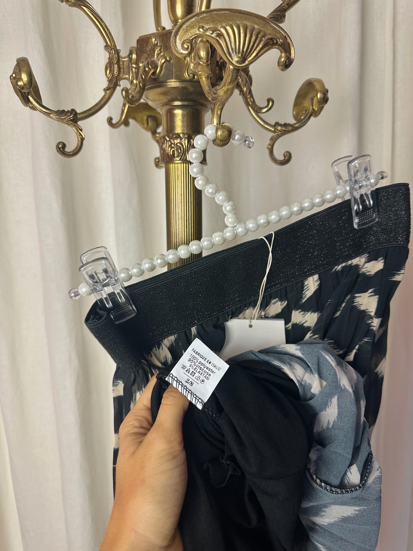 Rok Senses plissé print zwart,beige onesize