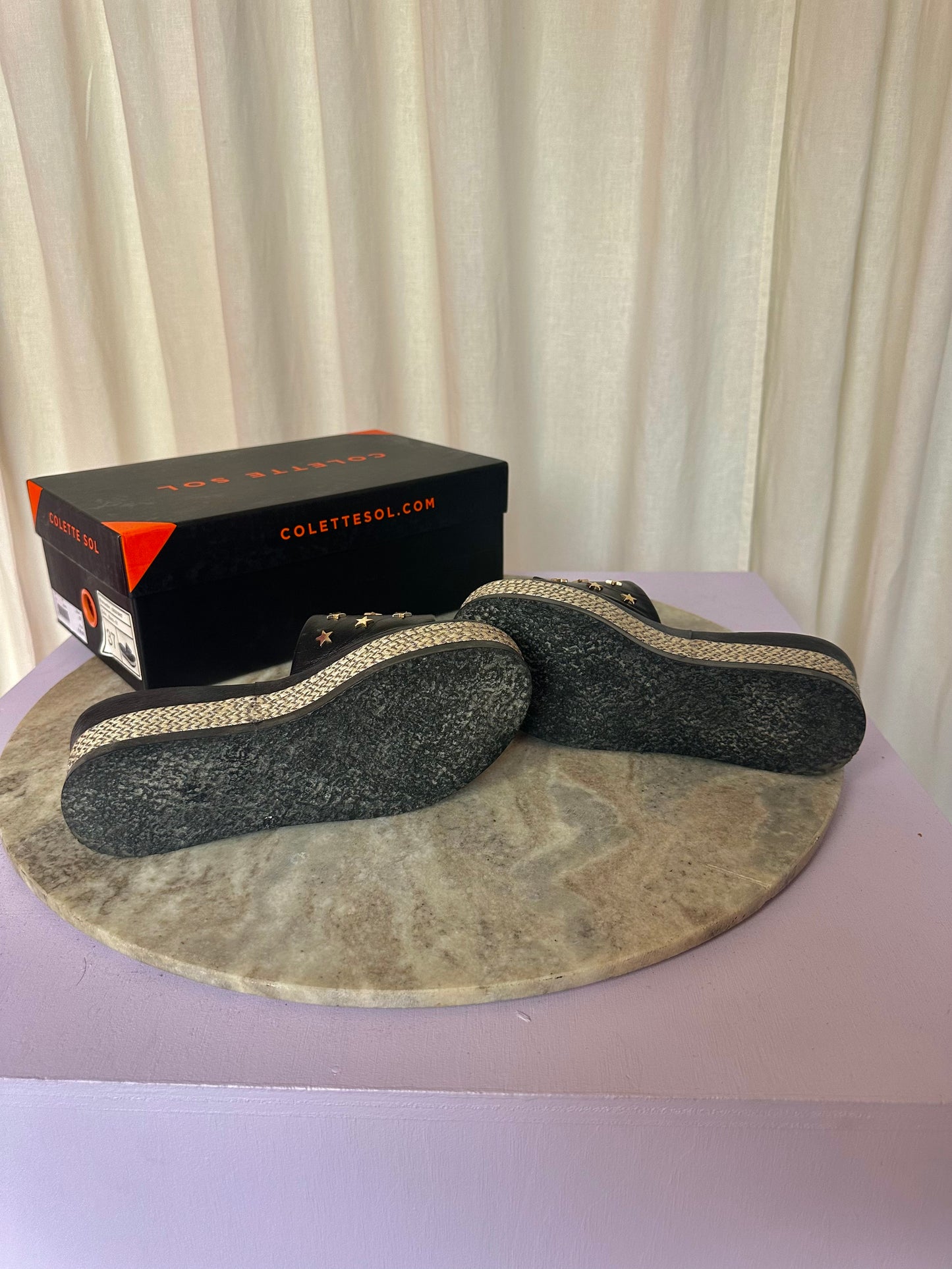 Sandalen Colette sol platform zwart touw sterren goud maat 37