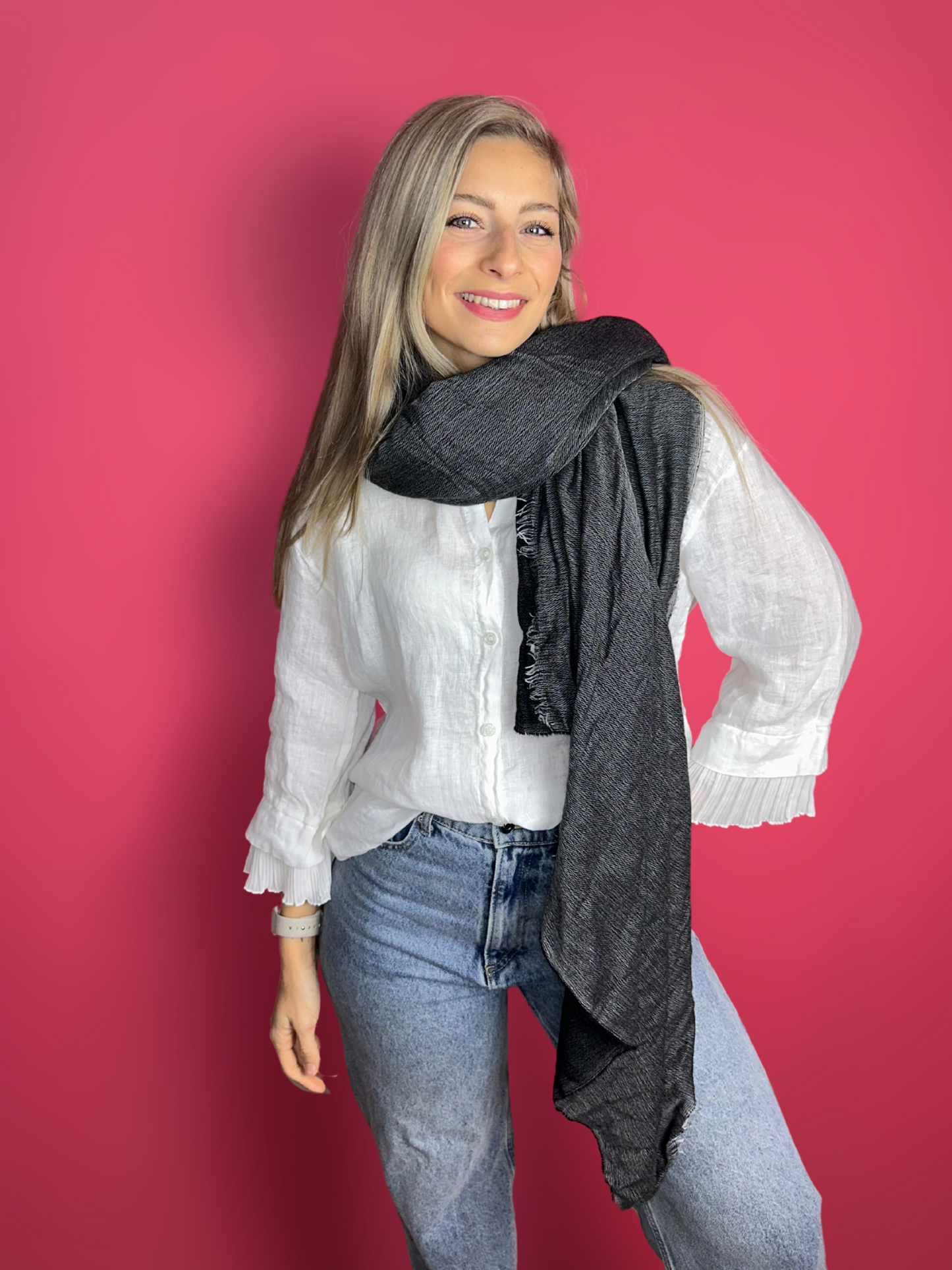 Ensemble écharpe gris/noir