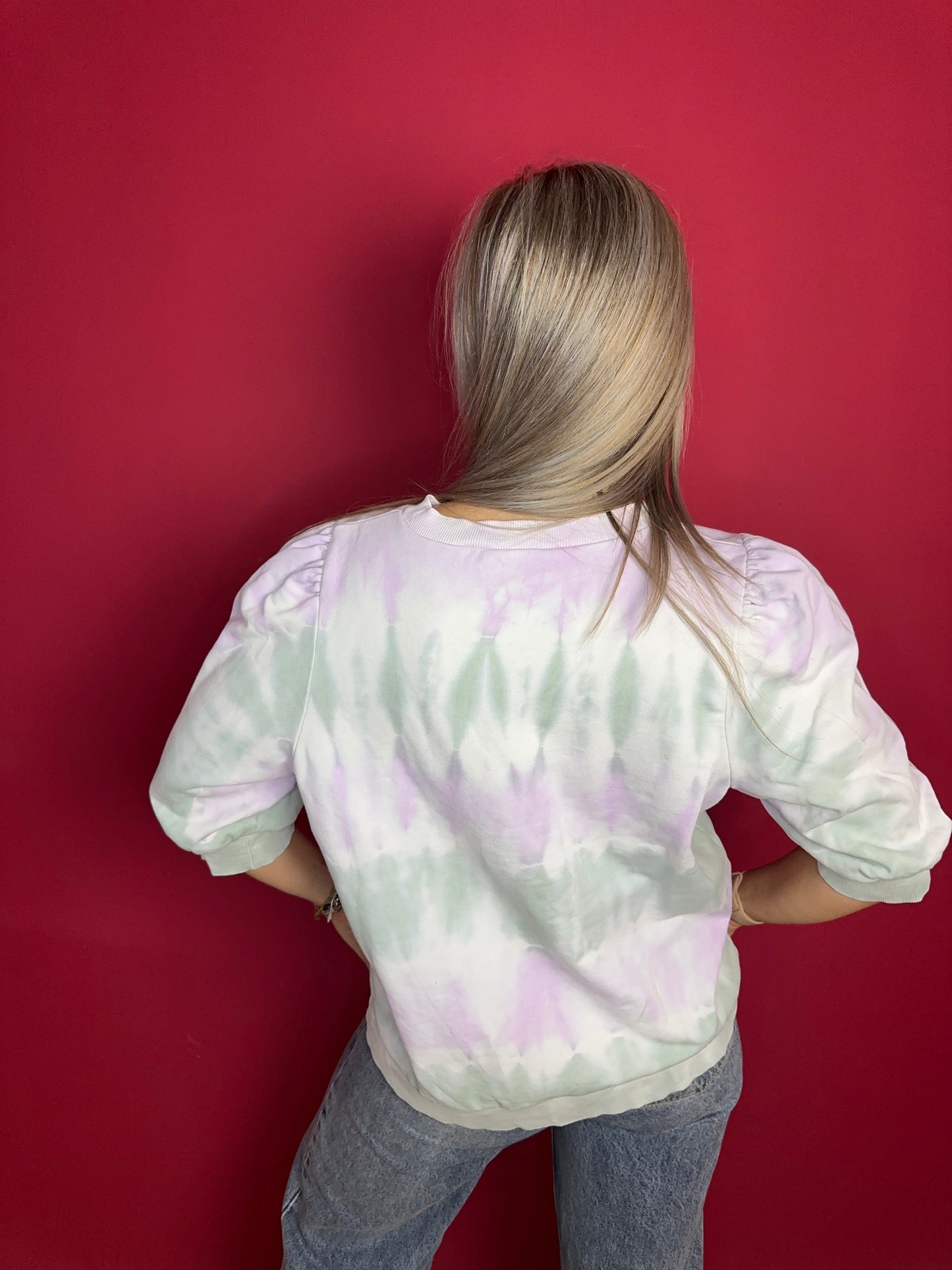Sweater SET tie dye Lila/mintgroen maat 42