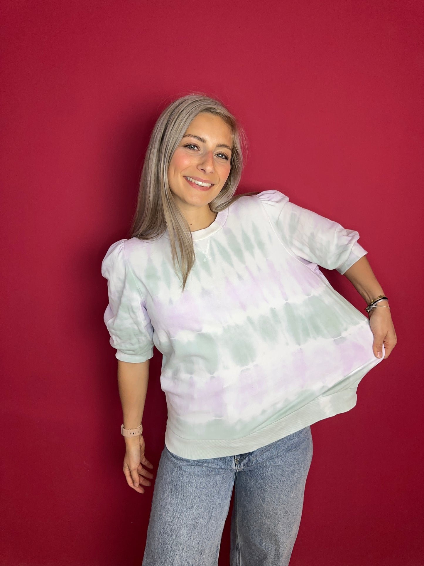 Sweater SET tie dye Lila/mintgroen maat 42