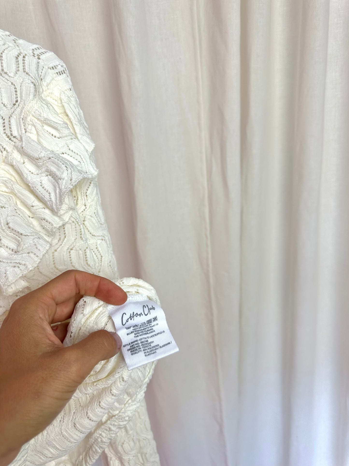 Top Cotton Club ruches crĂšme maat XS