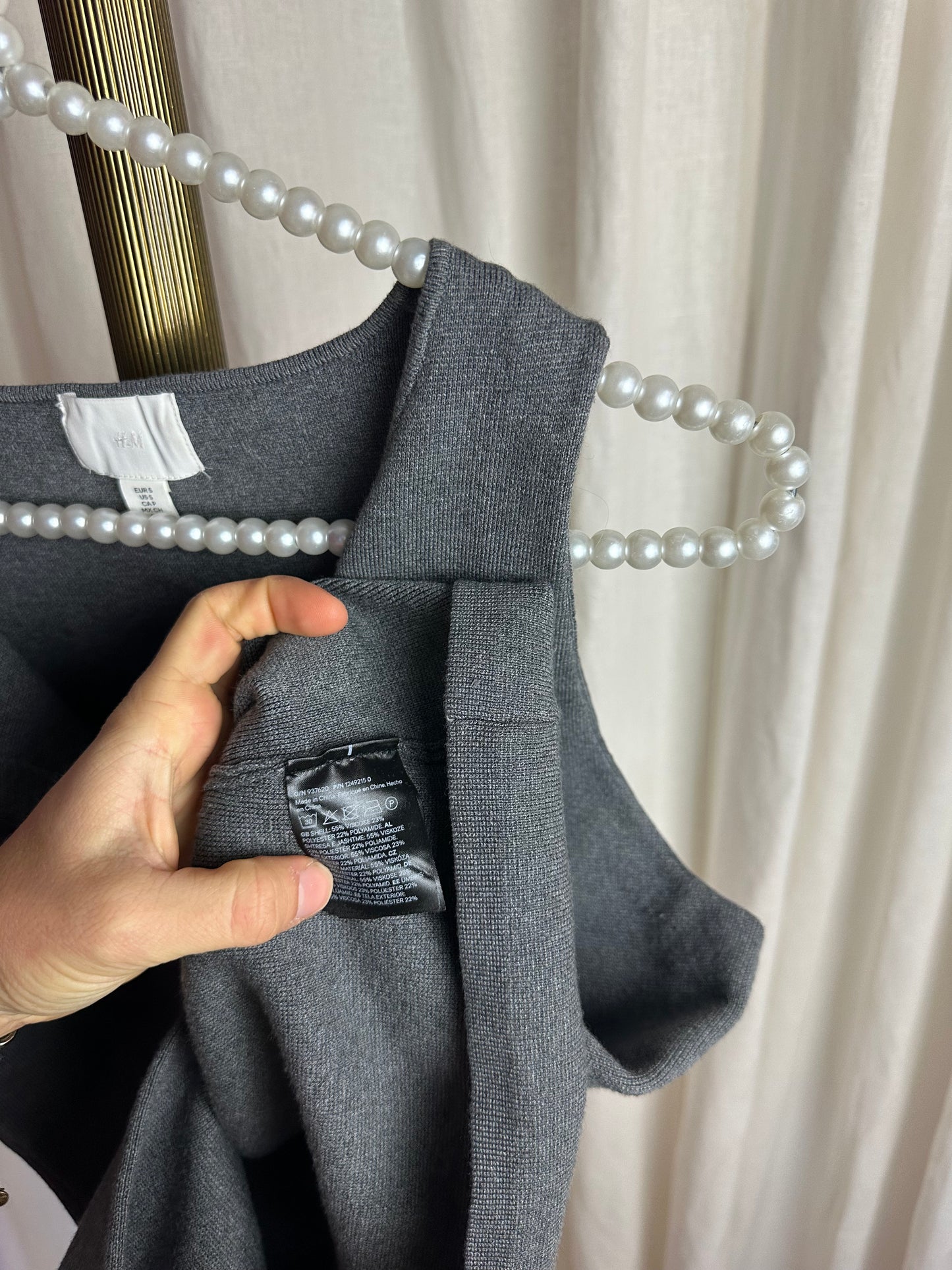 Top H&M gilet knopen donkergrijs maat S