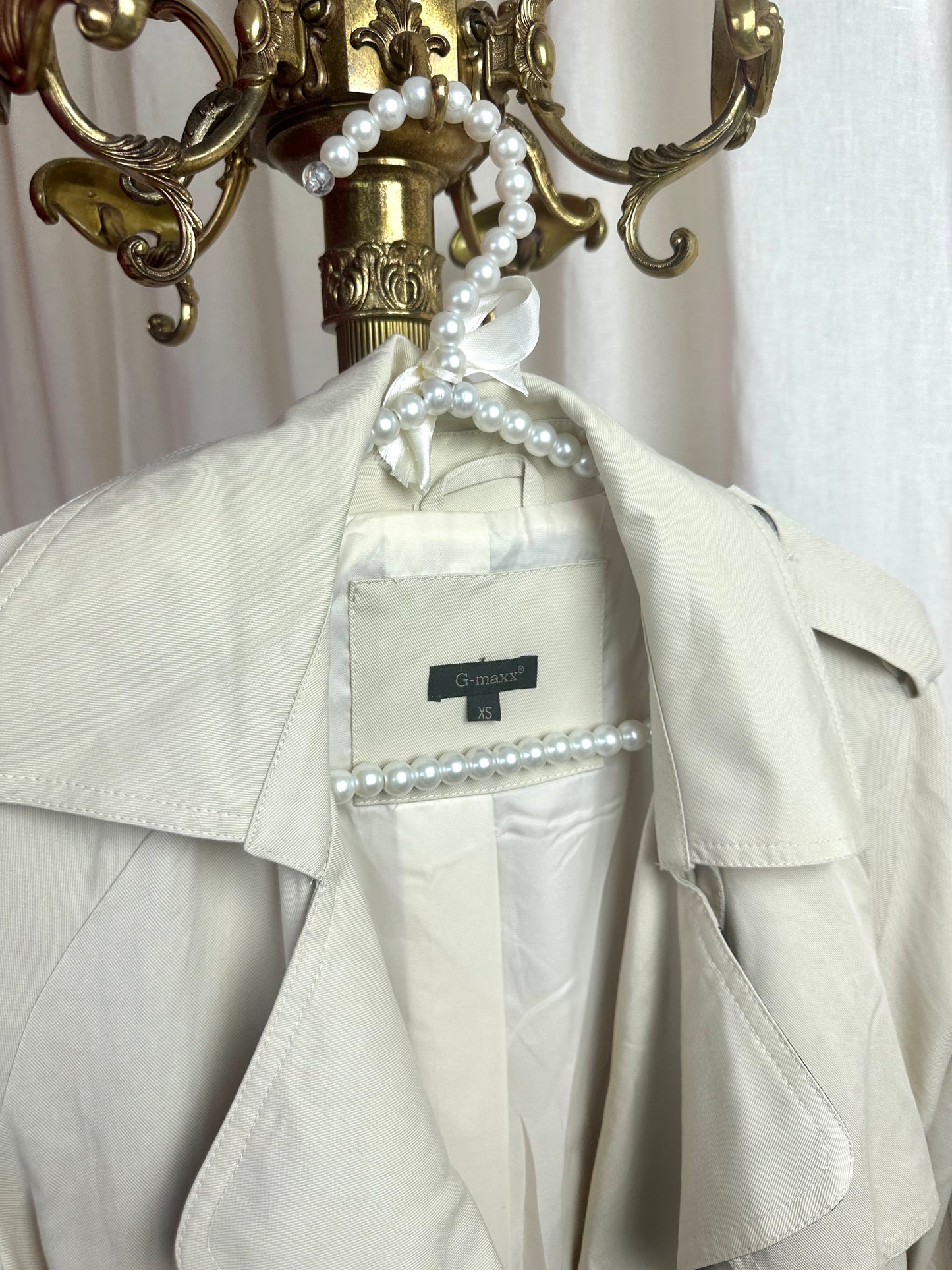 Trenchcoat G-maxx beige/zwart - Maat XS