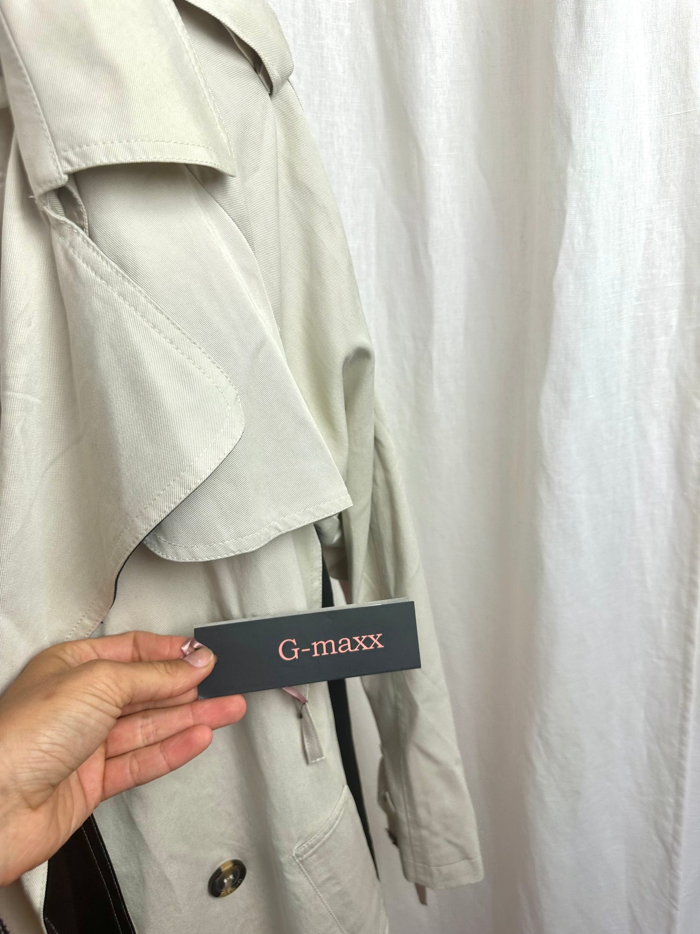 Trenchcoat G-maxx beige/zwart - Maat XS