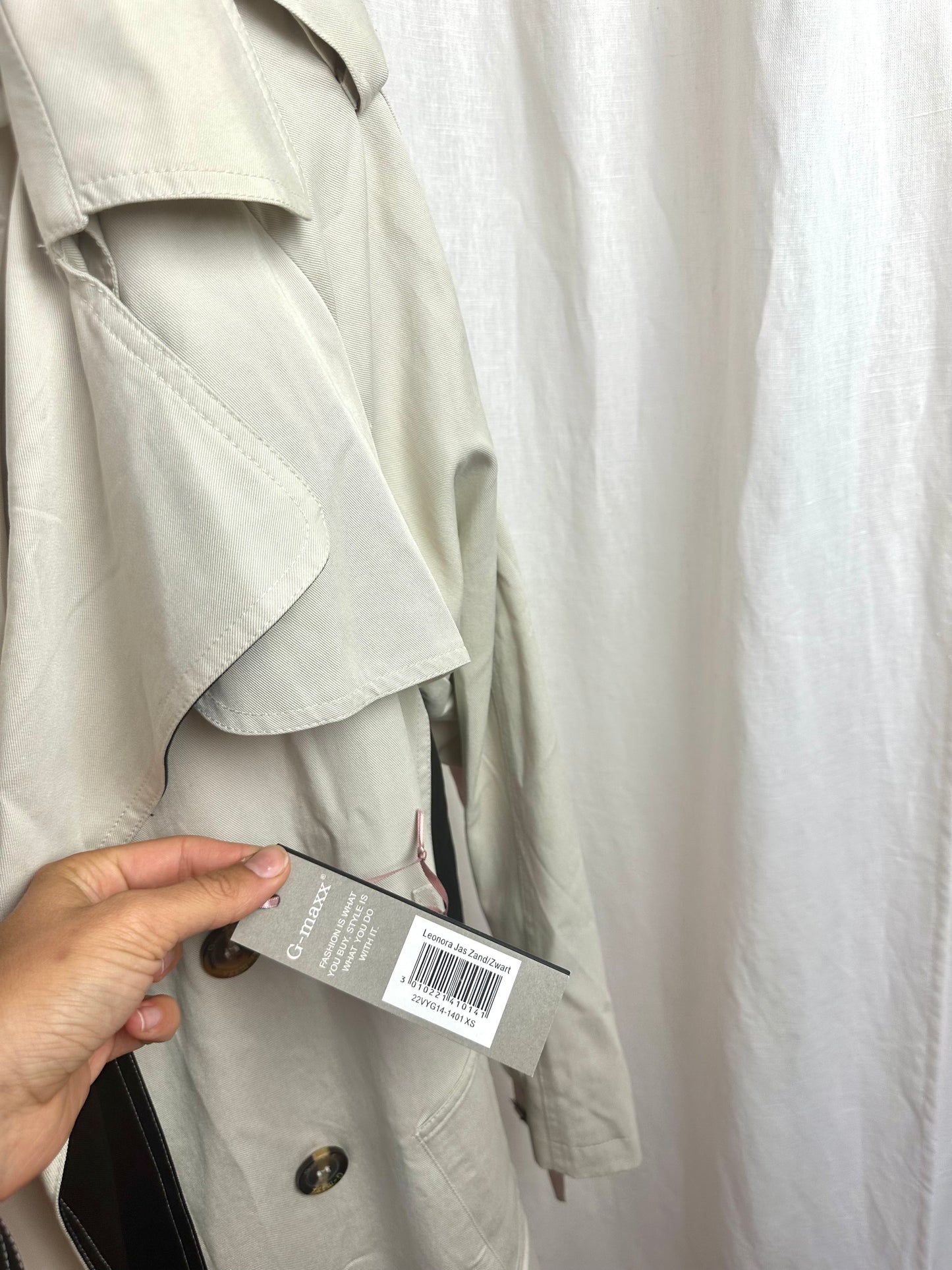 Trenchcoat G-maxx beige/zwart - Maat XS