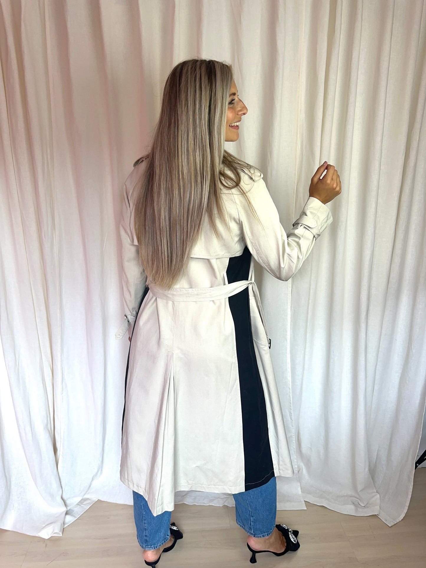 Trenchcoat G-maxx beige/zwart - Maat XS
