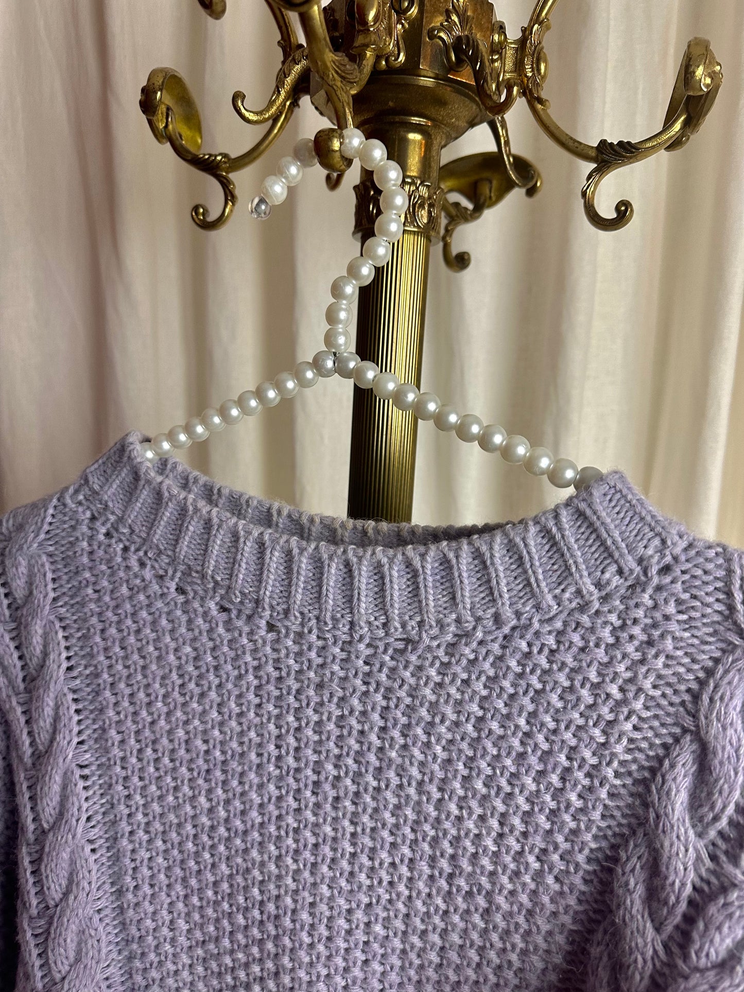 Trui Cotton Club gebreid lila onesize