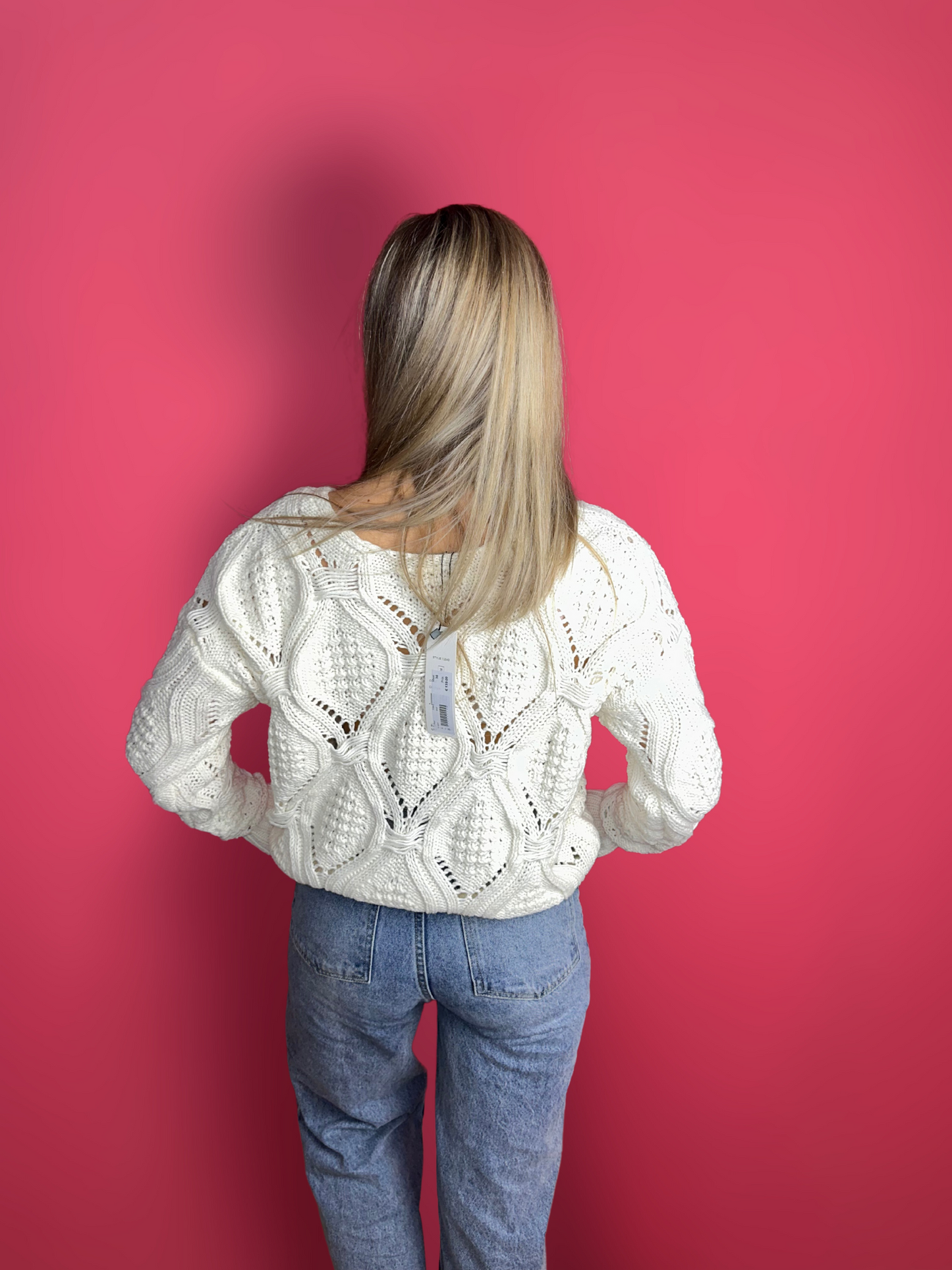 Ensemble pull crocheté crème