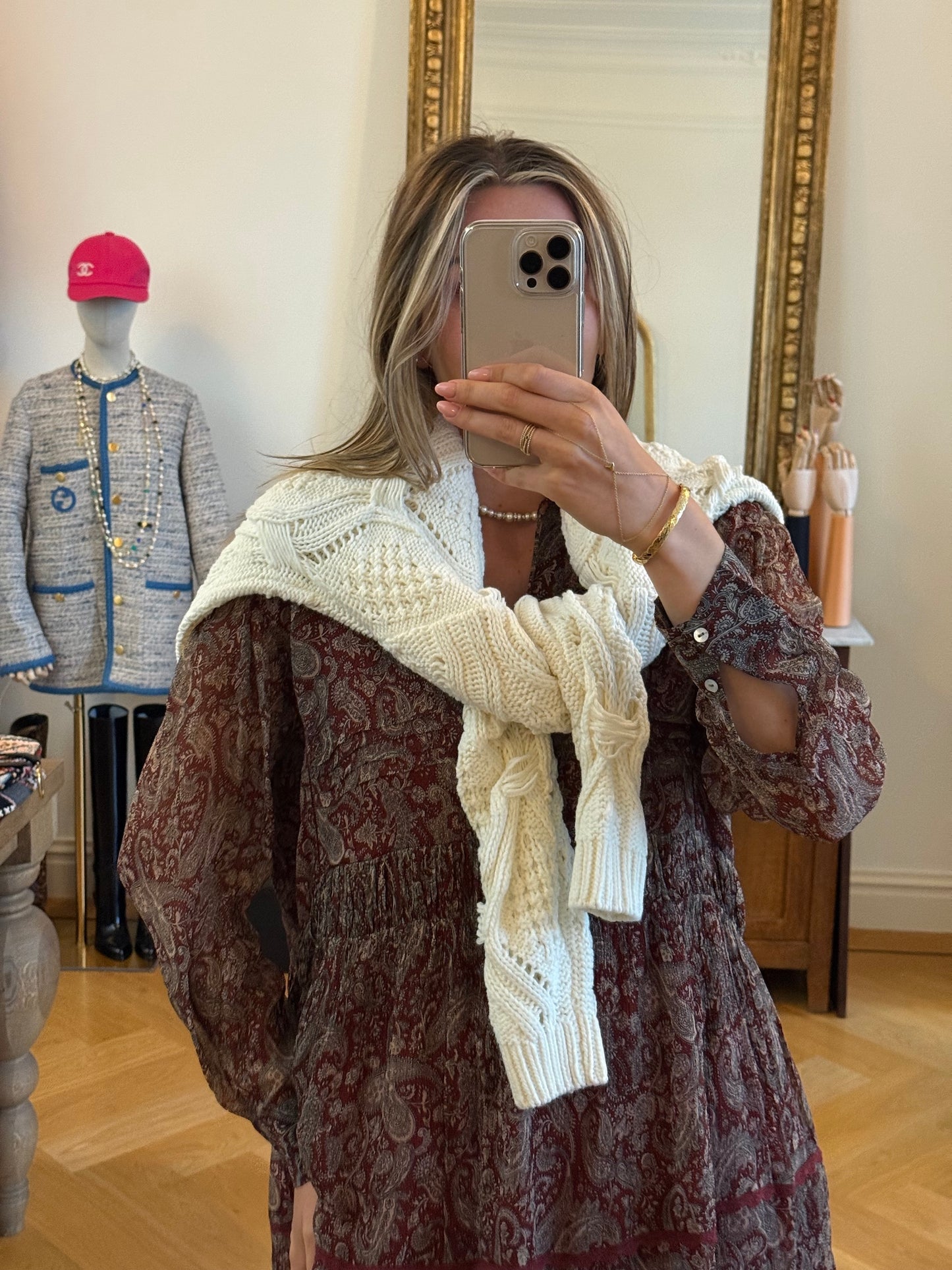 Ensemble pull crocheté crème