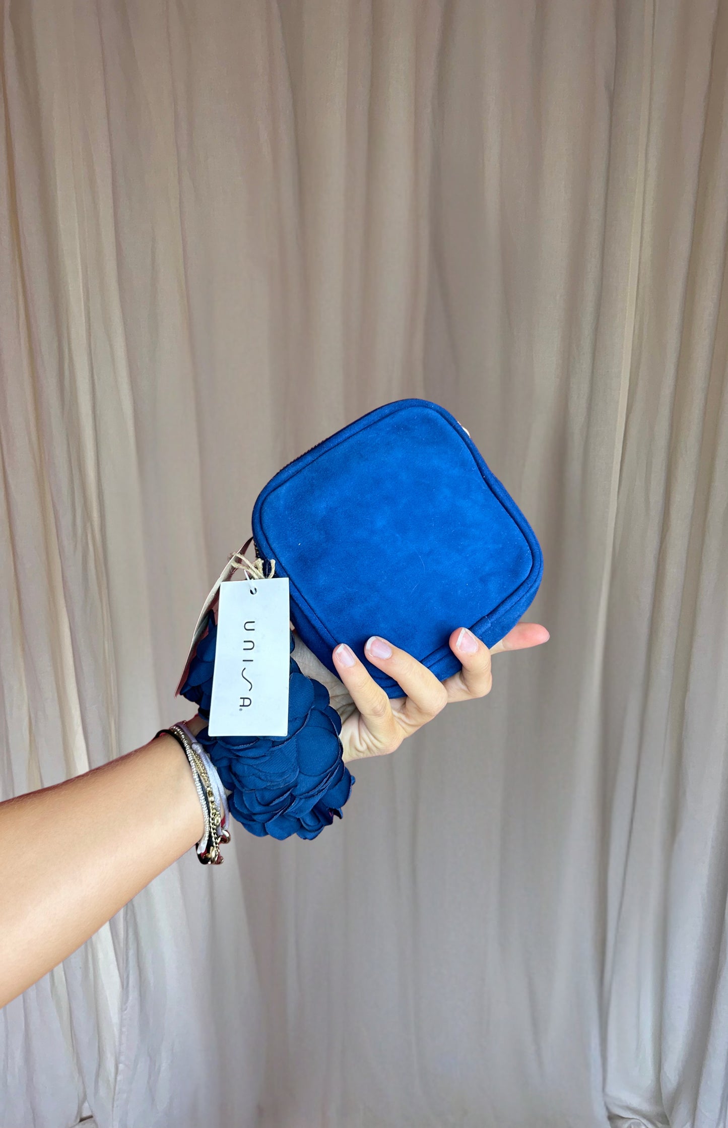 Clutch Unisa suede blauw