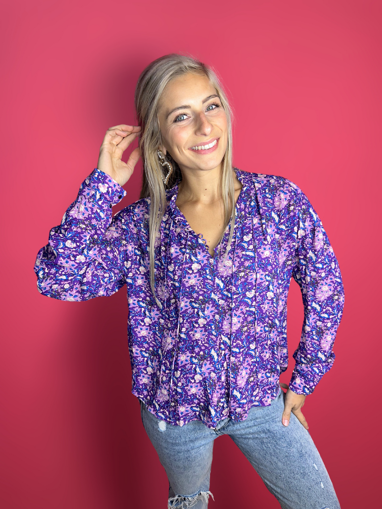 Blouse Berenice print paars