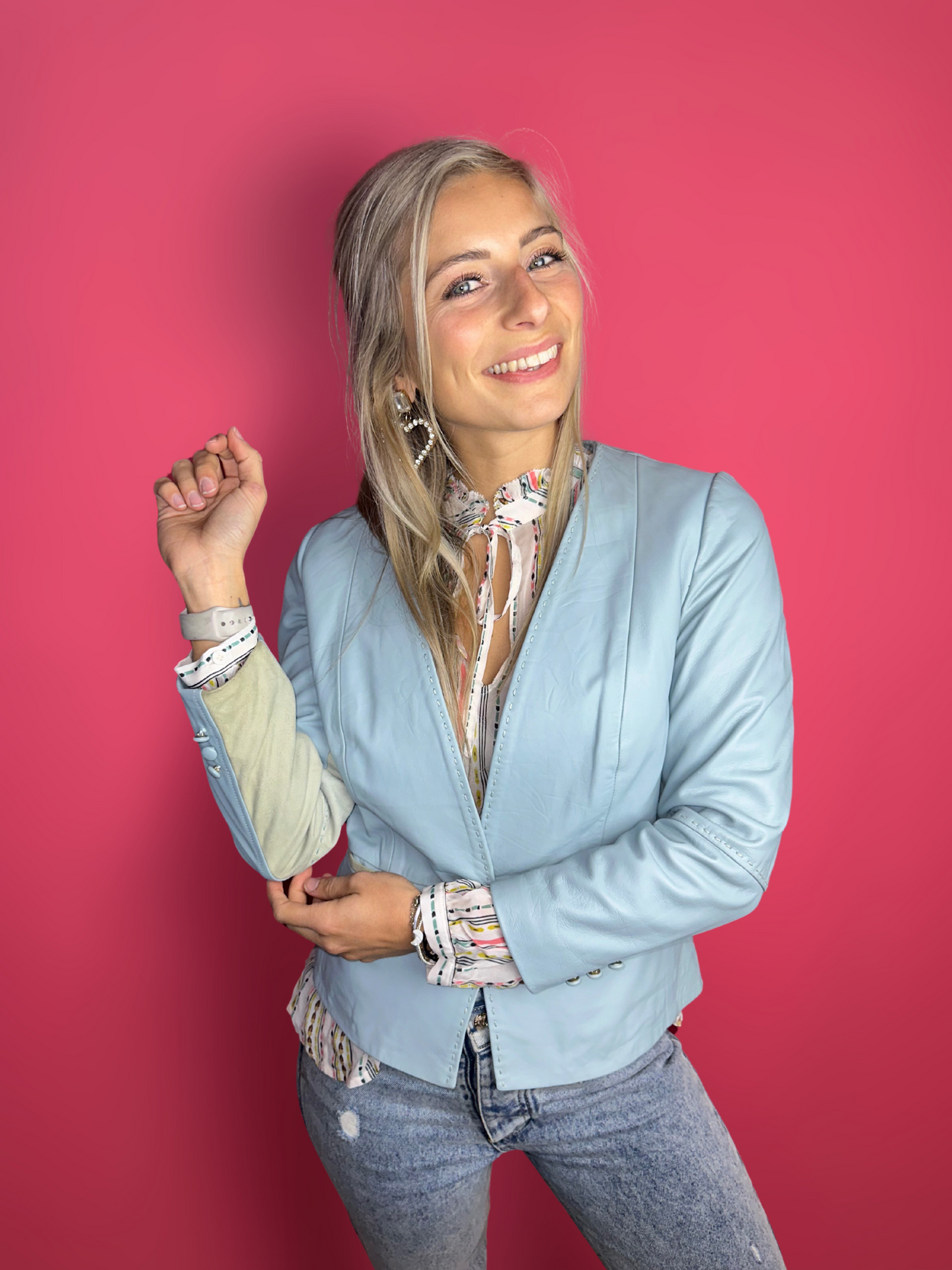 Veste en cuir Liu Jo bleu clair