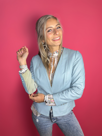 Veste en cuir Liu Jo bleu clair