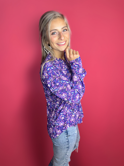 Blouse Berenice print paars
