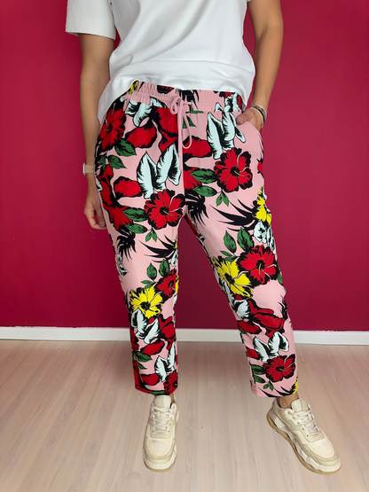 Broek LIU JO bloemenprint roze - Maat 40